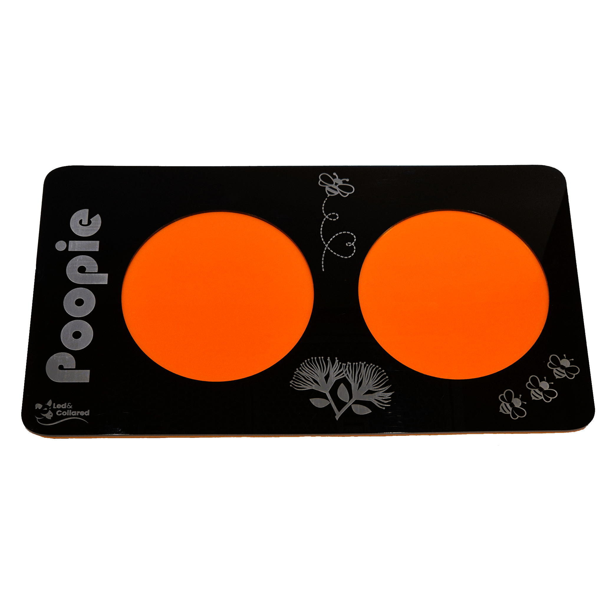 Double Bowl Cat Feeding Mat - Black and Orange
