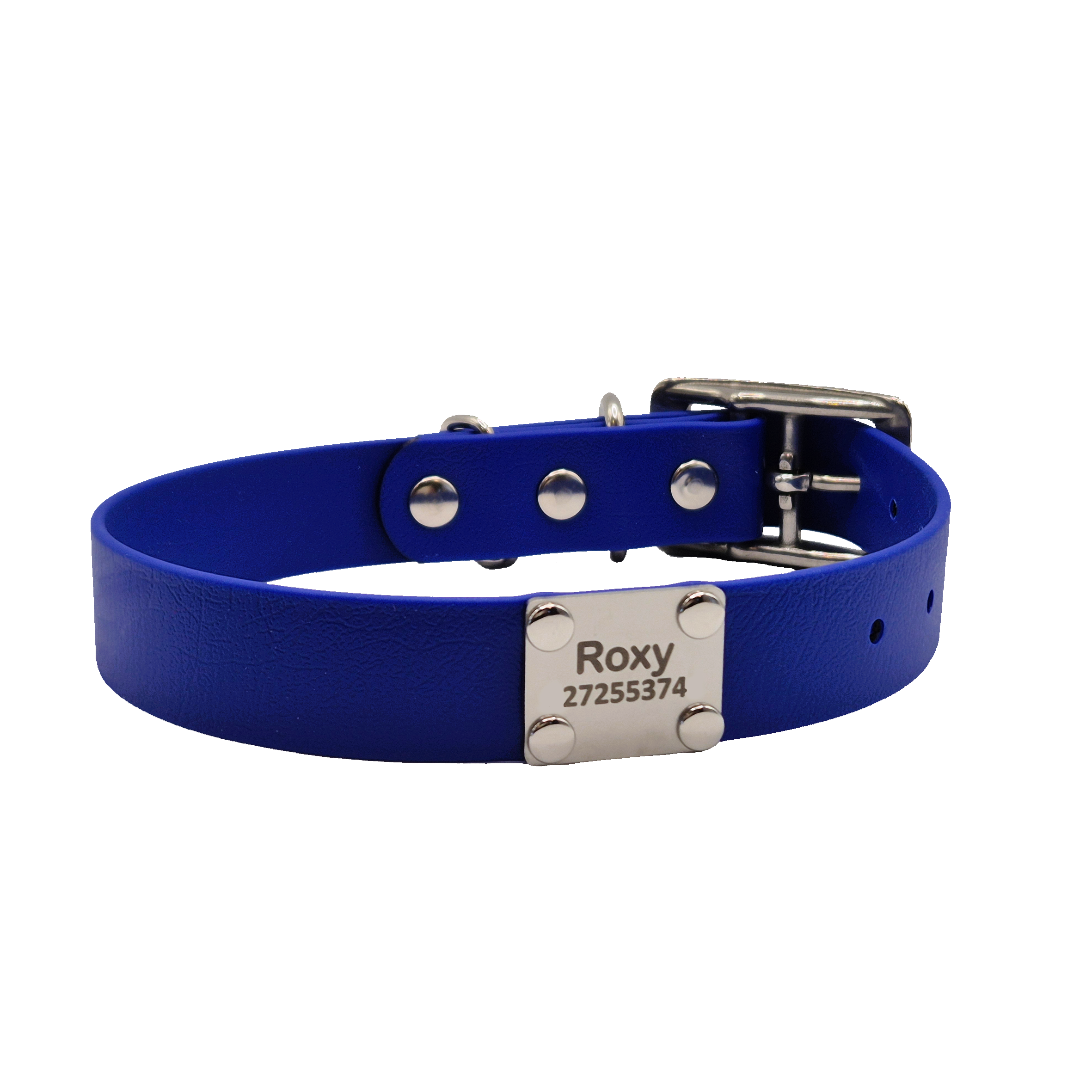 Classic Dog Collar - Royal Blue - Personalised with Scrag Tag