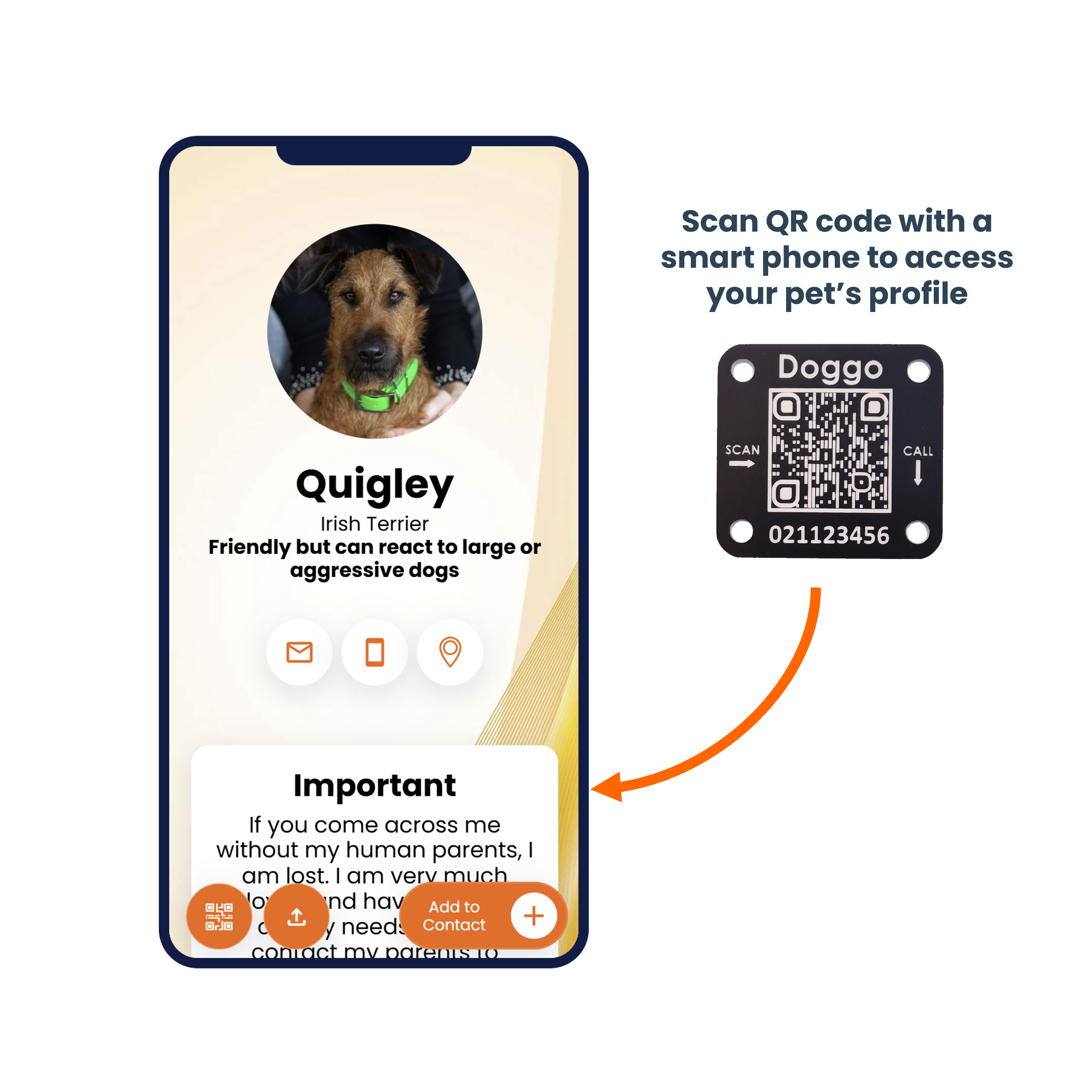 QR Code Scrag Tag - with Mobile Phone