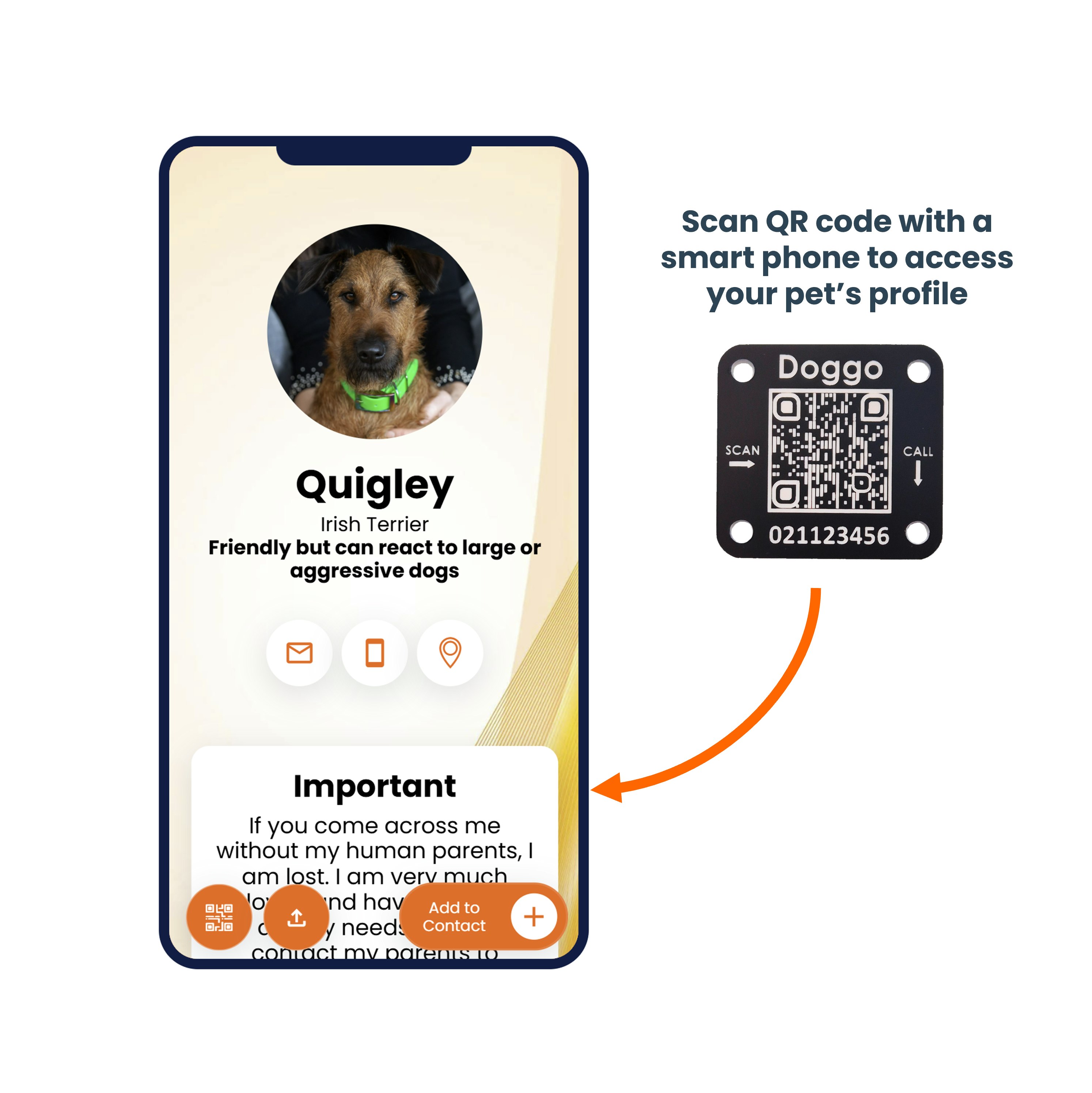 QR Code Scrag Tag - with Mobile Phone