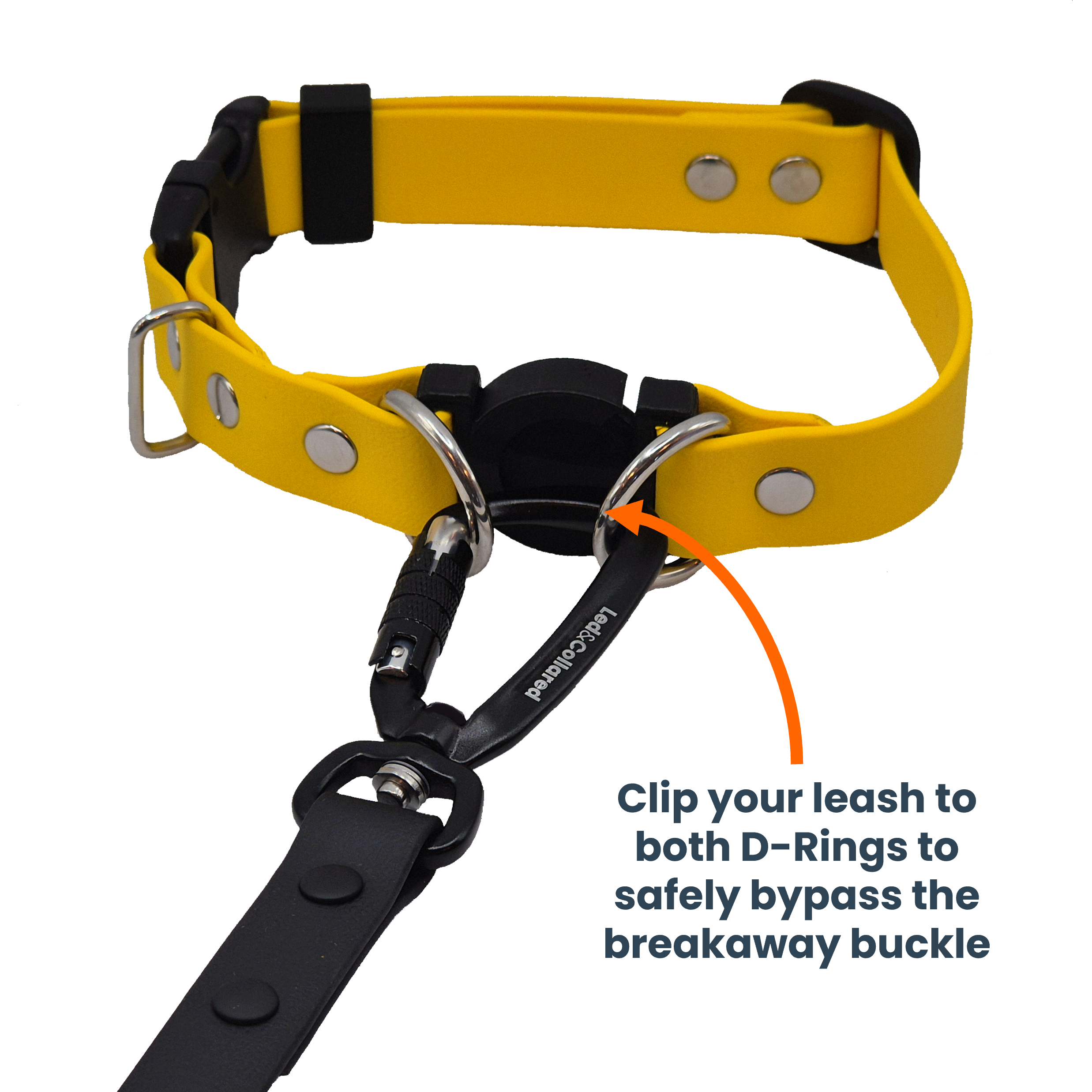 Safety Breakaway Dog Collar - Yellow With Lead
