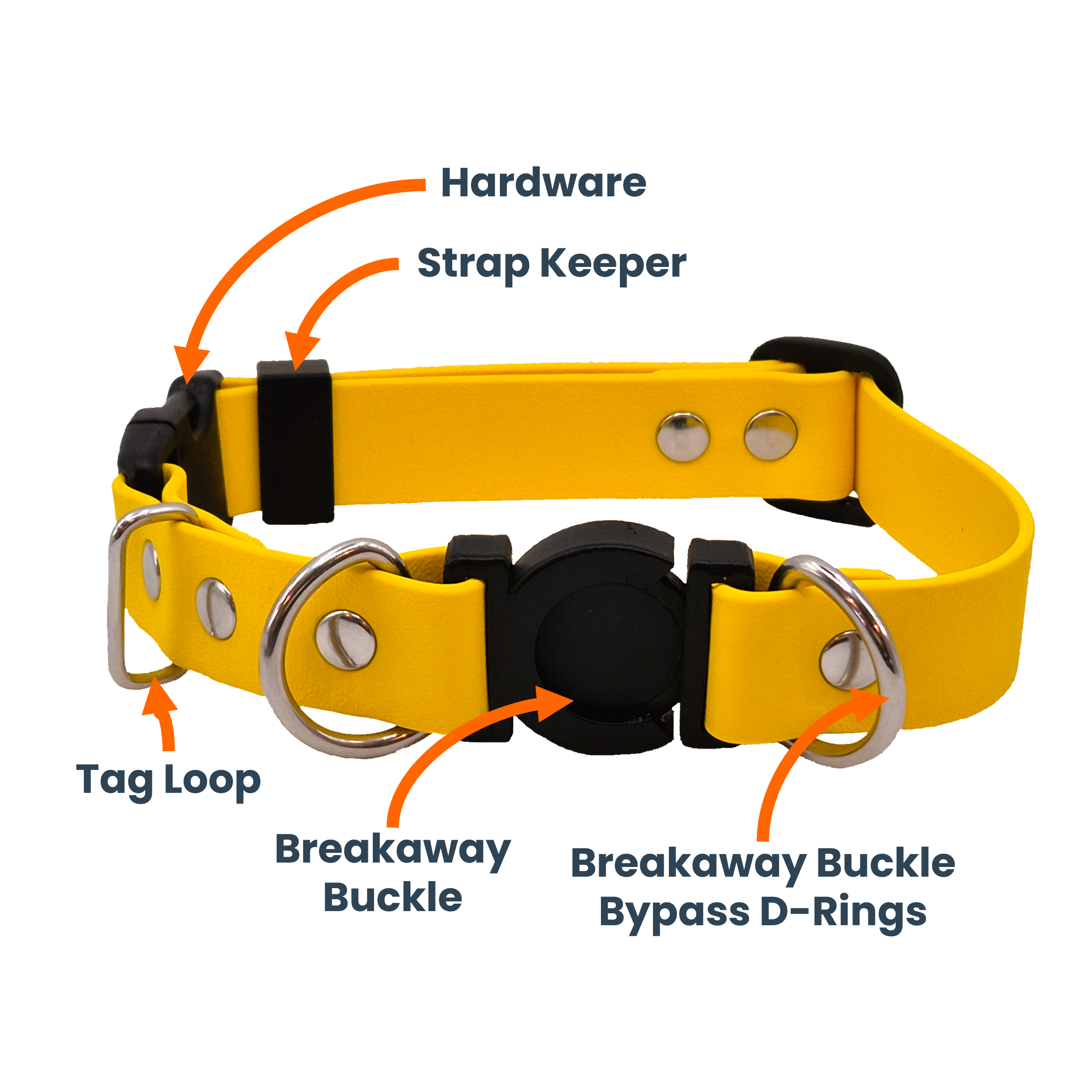 Safety Breakaway Dog Collar - Yellow Labelled