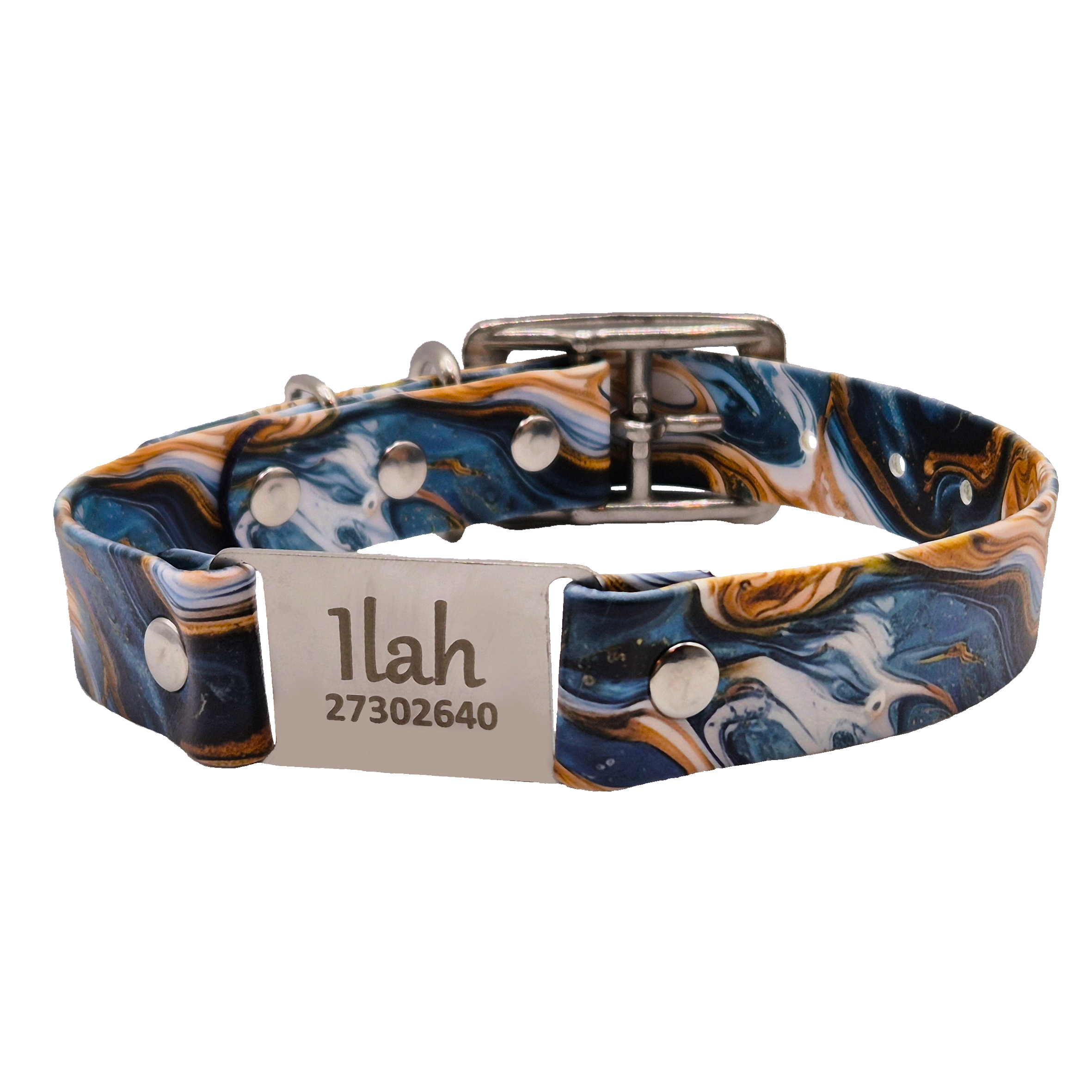 Designer Scrag Tag Collar - Aqua Marble