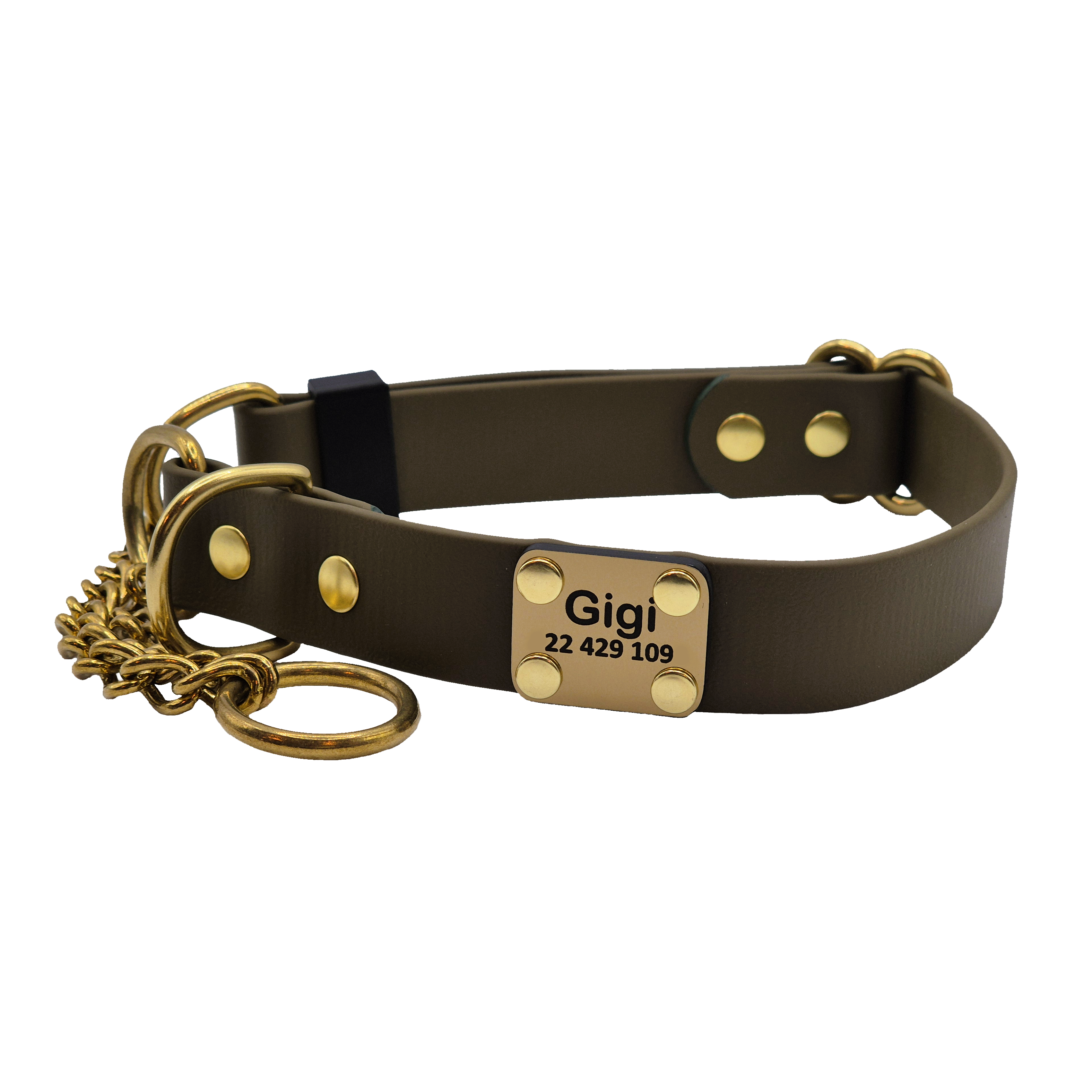 Secure Martingale Dog Collar - Olive Personalised