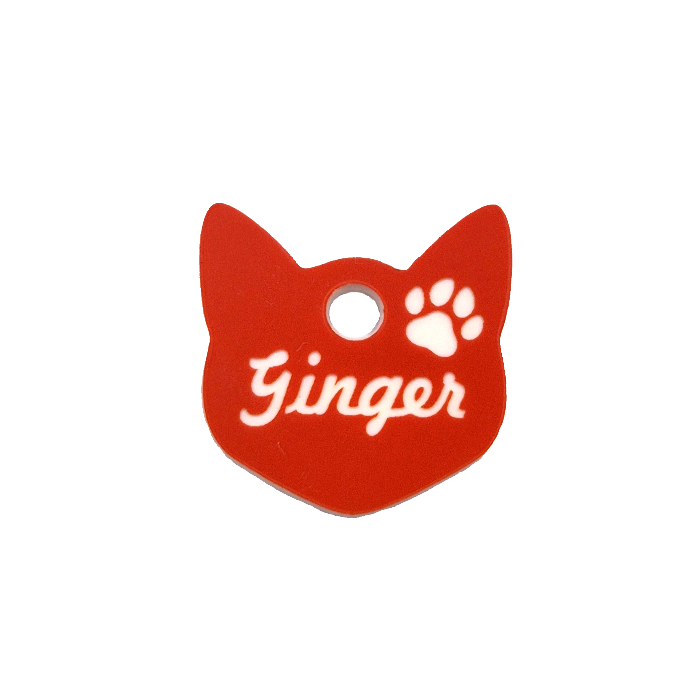 Acrylic Tag - Orange & White - Cat Head