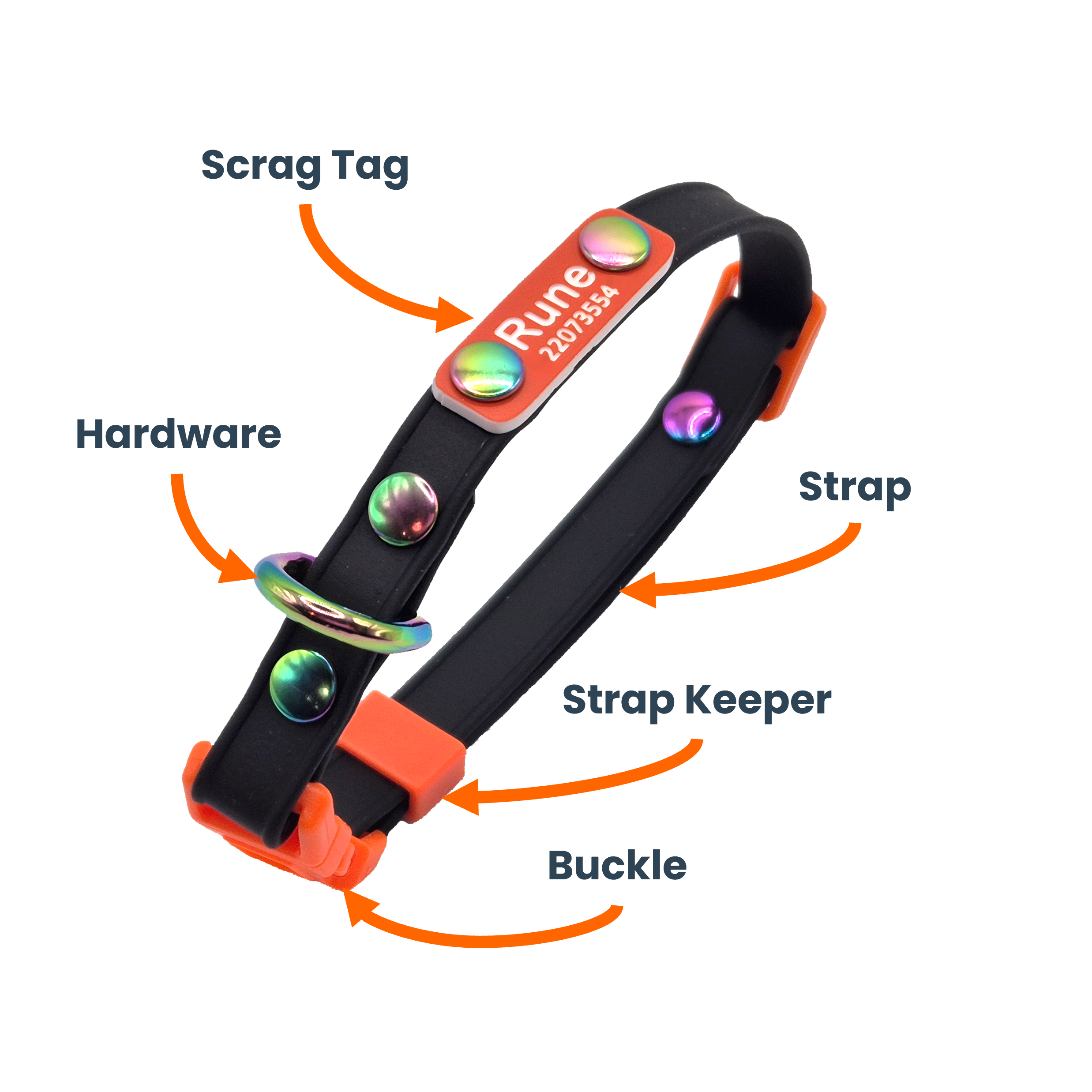 Scrag Tag Cat Collar - Labelled