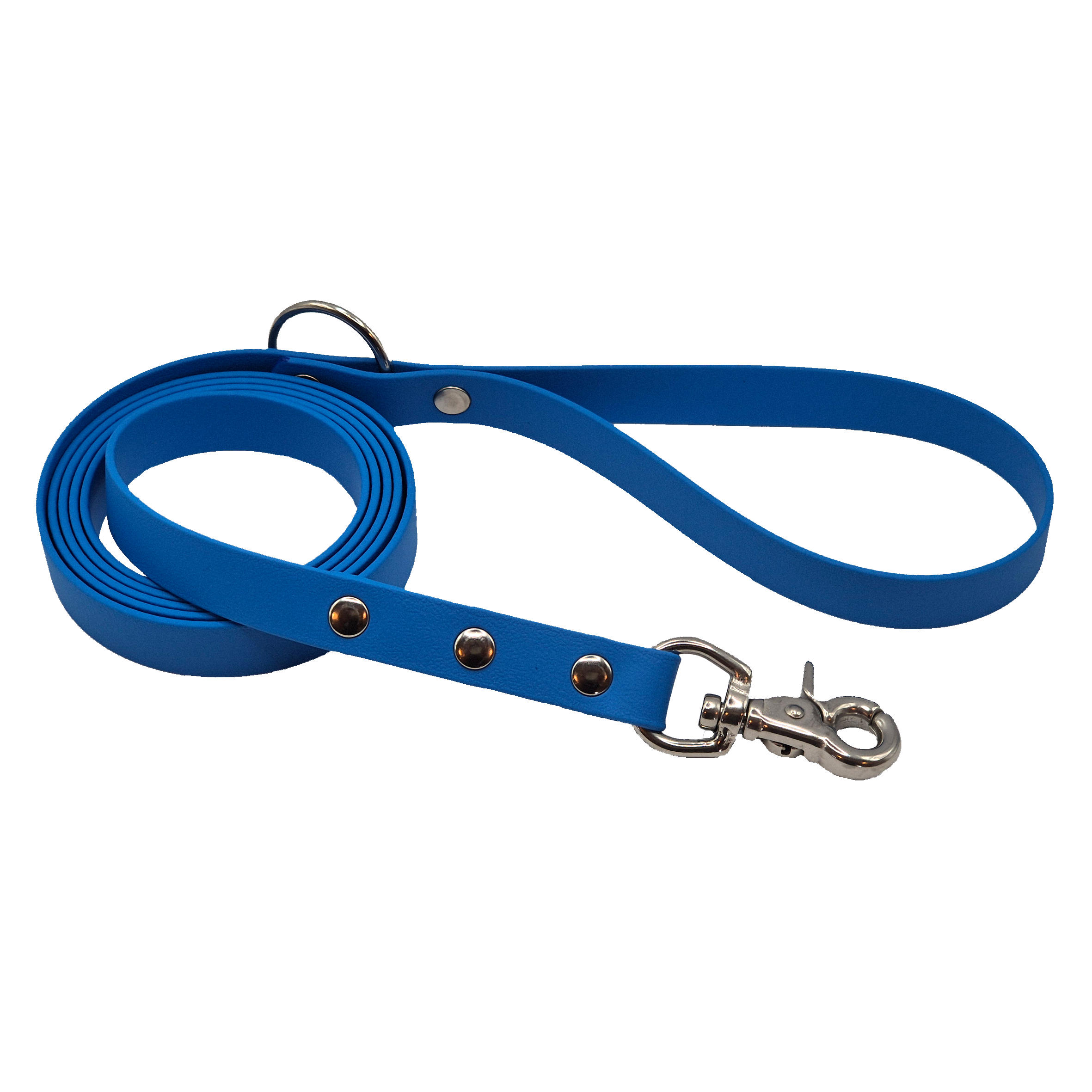 Classic Dog Lead - Slim - Light Blue and Stainless Steel