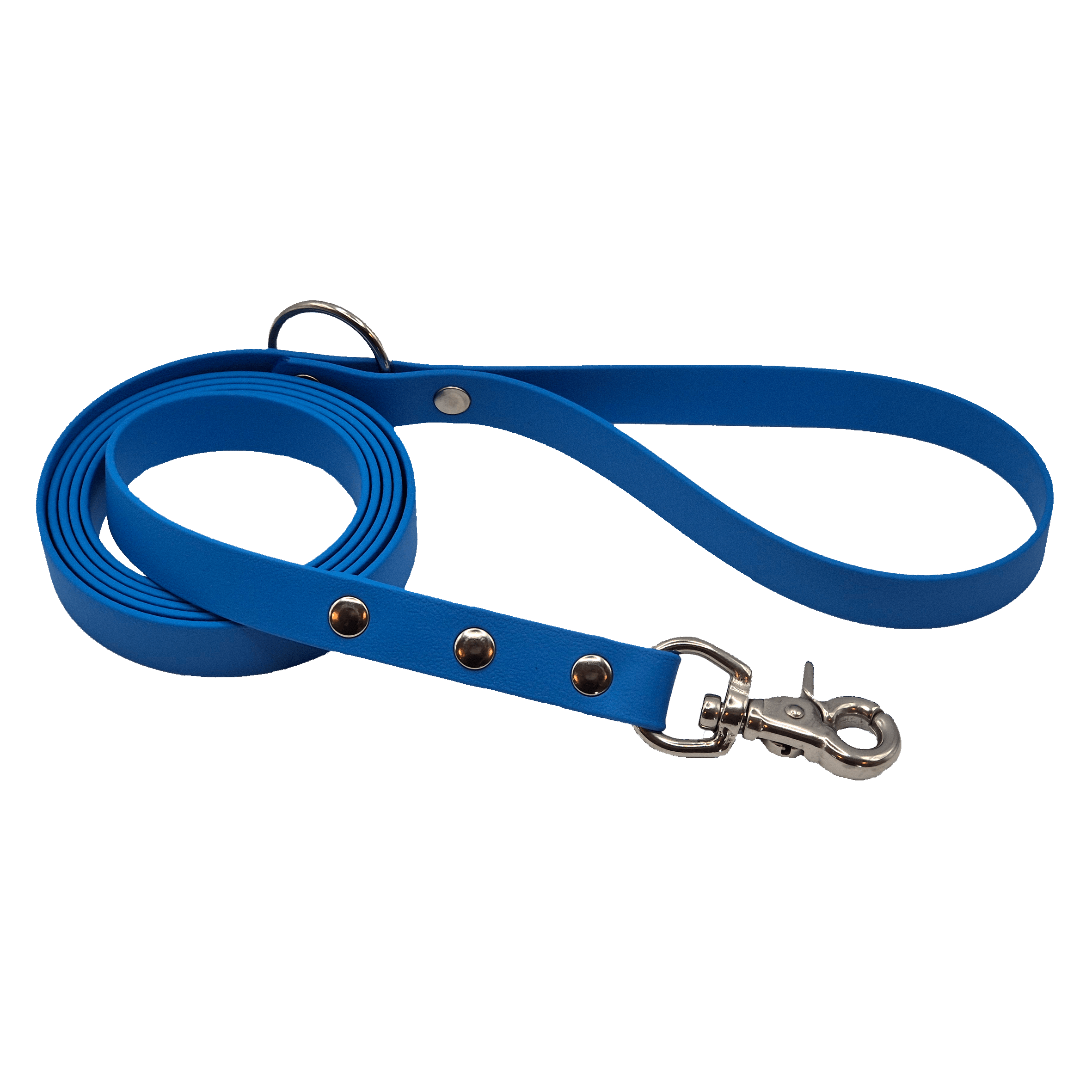 Classic Dog Lead - Slim - Light Blue and Stainless Steel