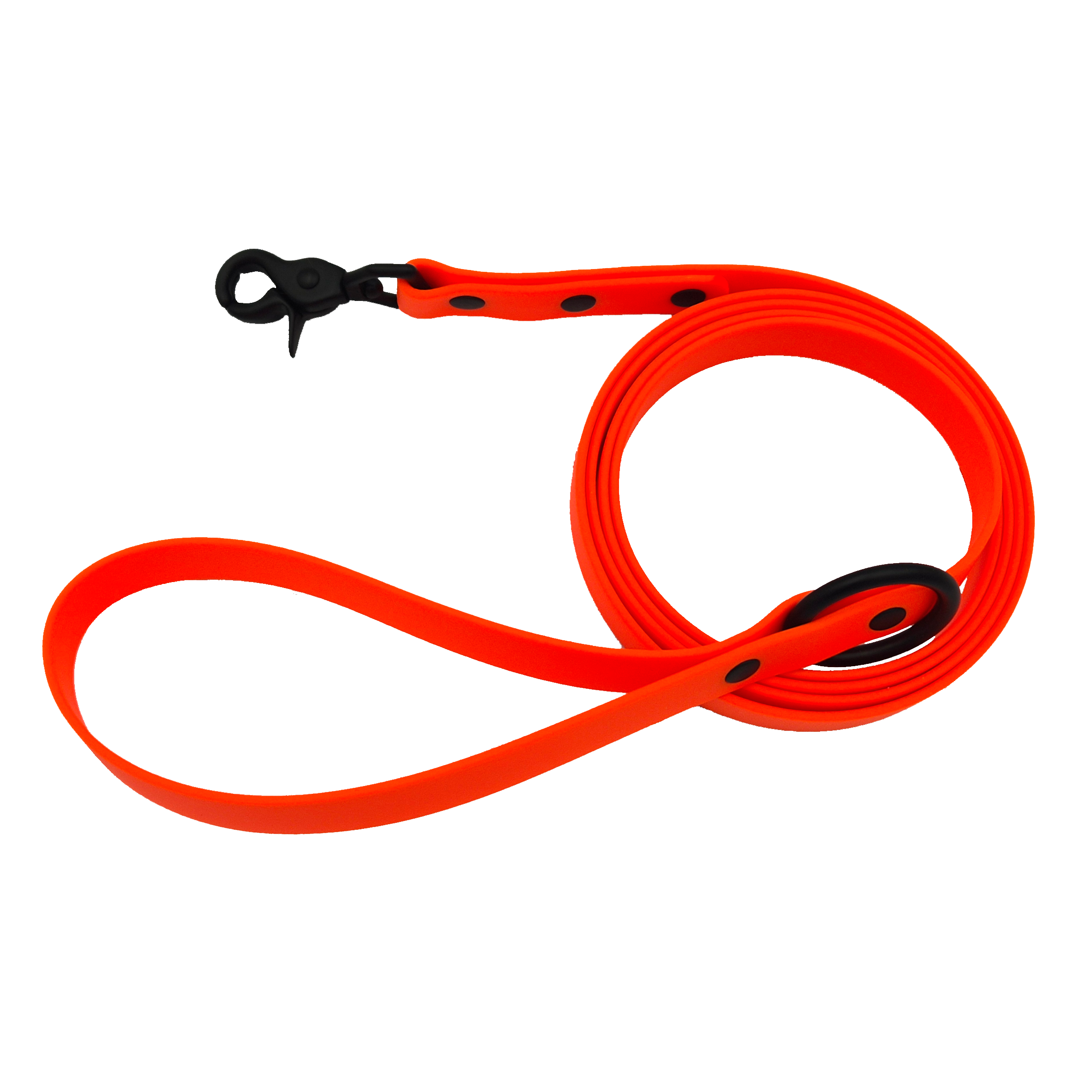 Classic Dog Lead - Slim - Bright Orange and Black Brass