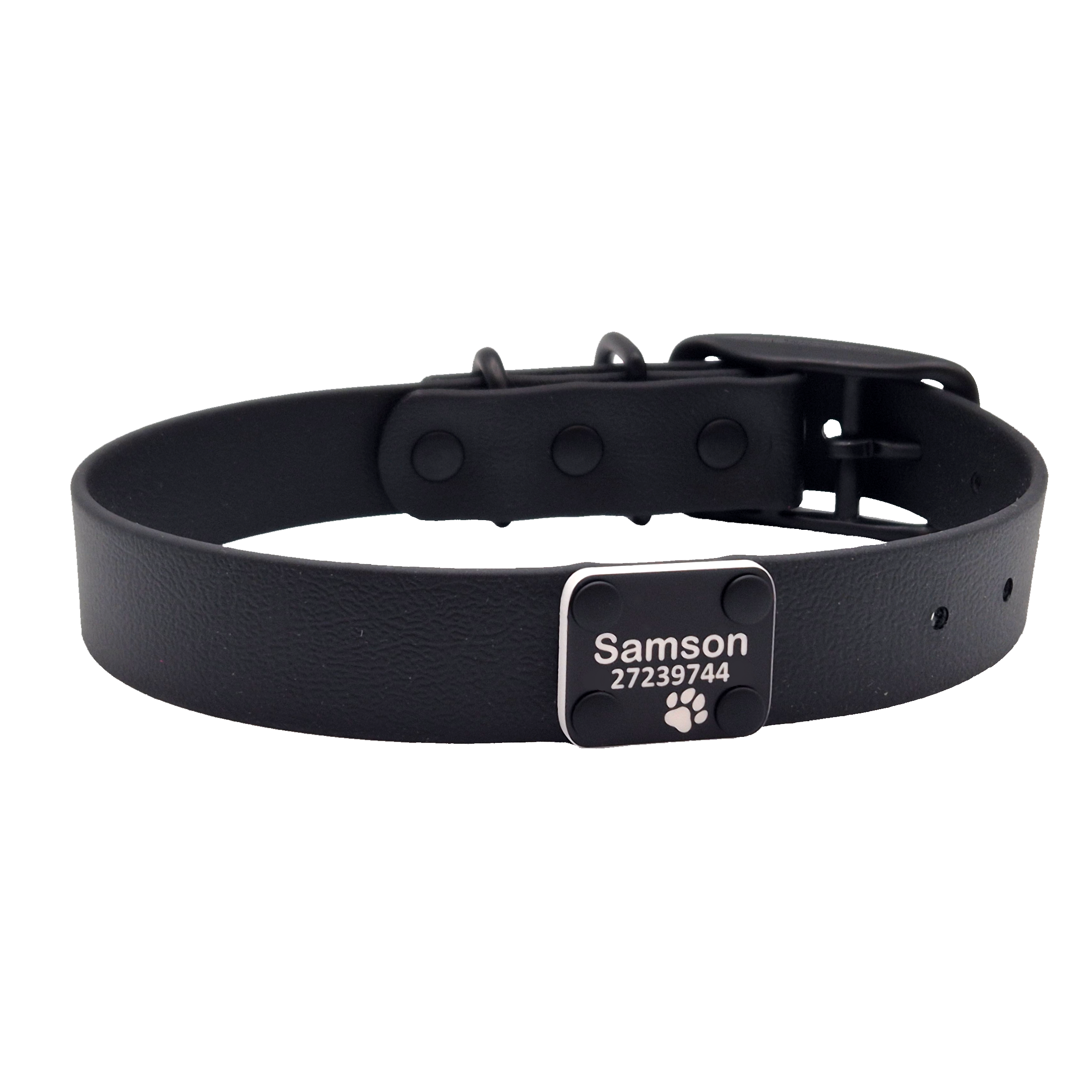 Classic Dog Collar - Black - Personalised with Scrag Tag
