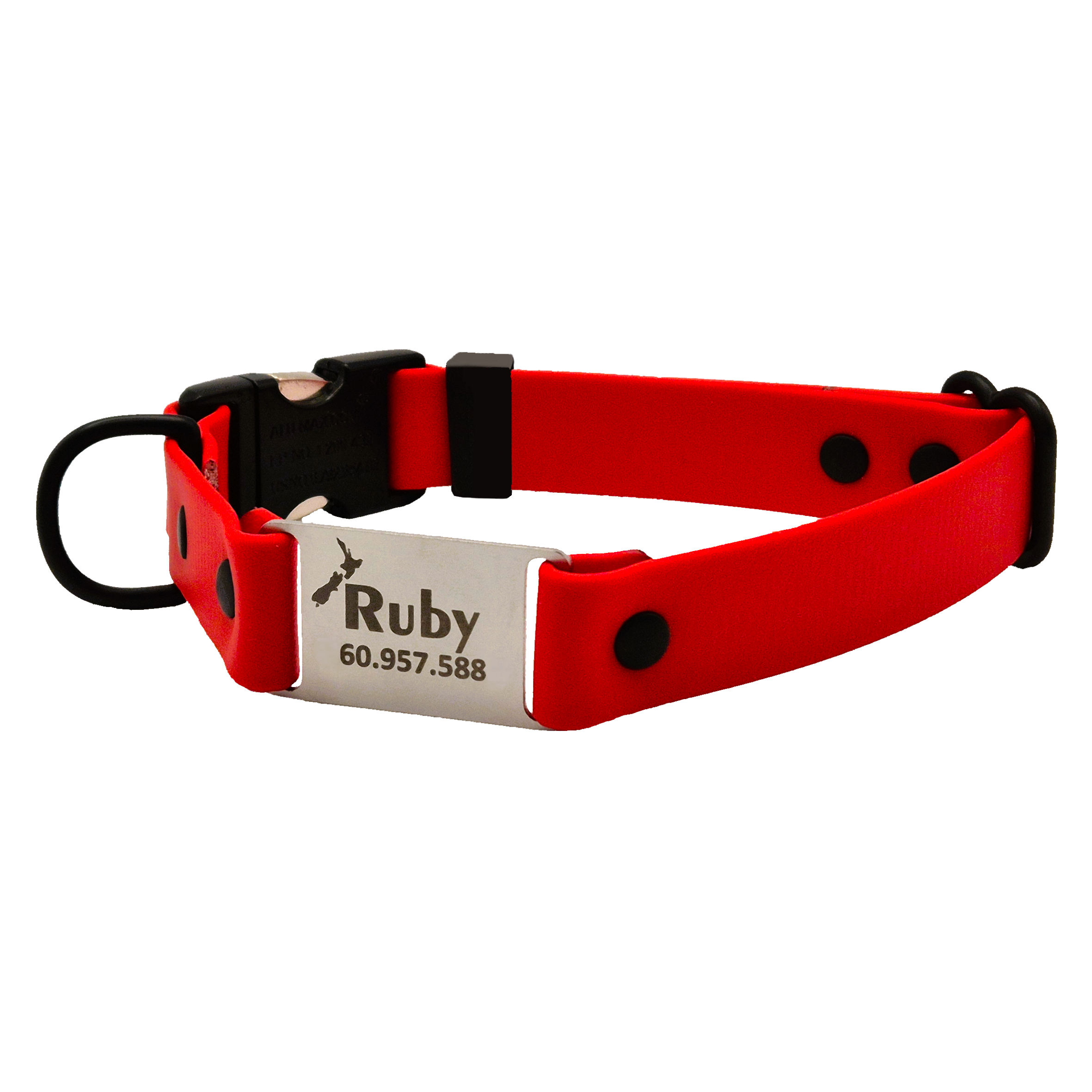 Quick Release Scrag Tag Dog Collar - Red