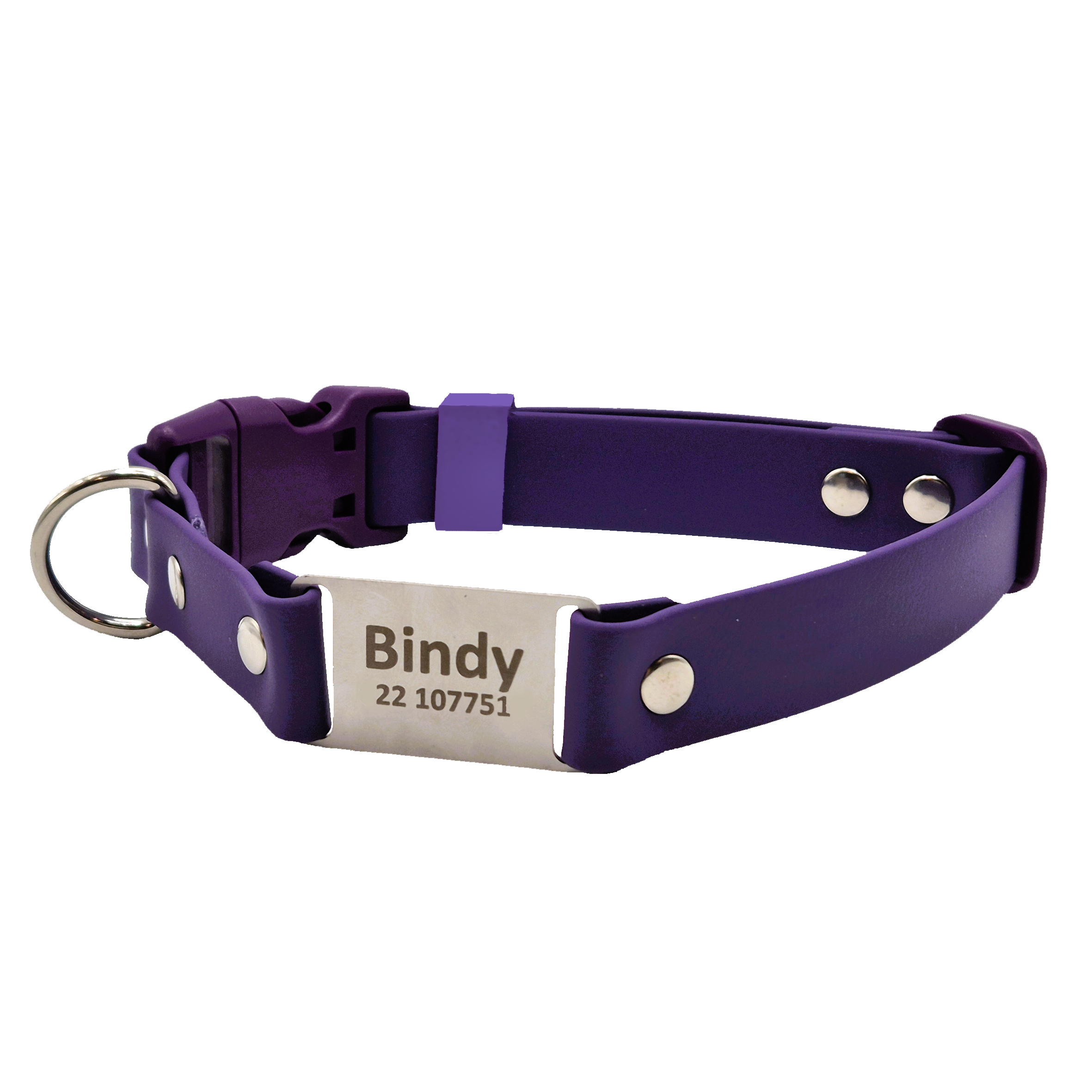 Quick Release Scrag Tag Dog Collar - Violet