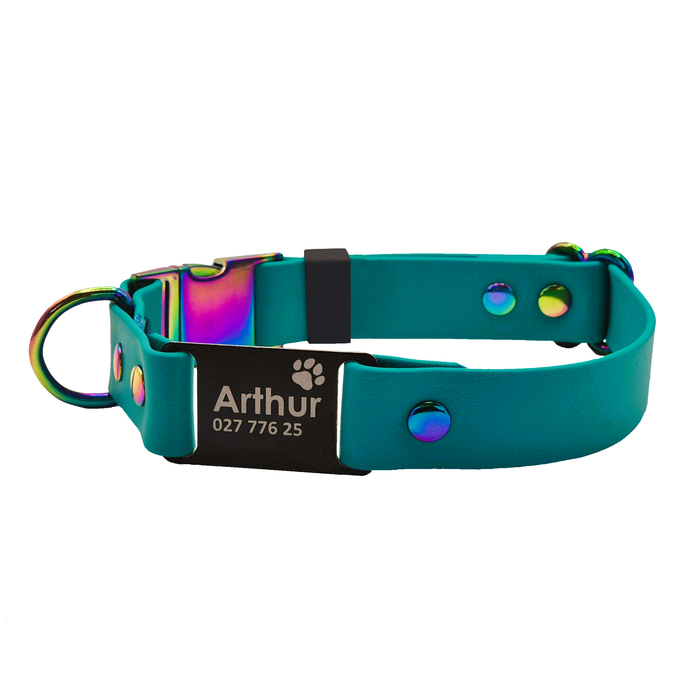 Quick Release Scrag Tag Dog Collar - Teal