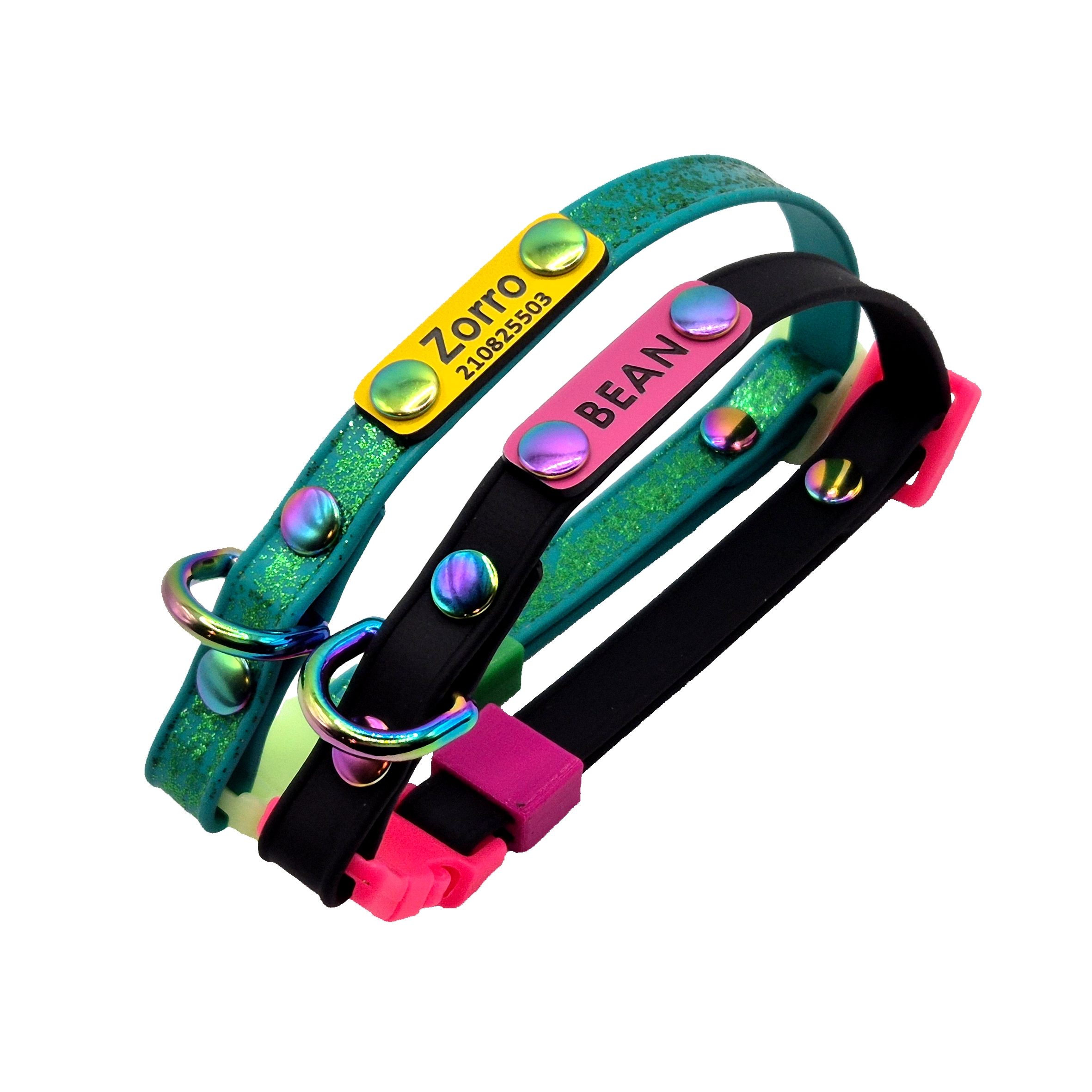 Scrag Tag Cat Collars - Glitter and Black