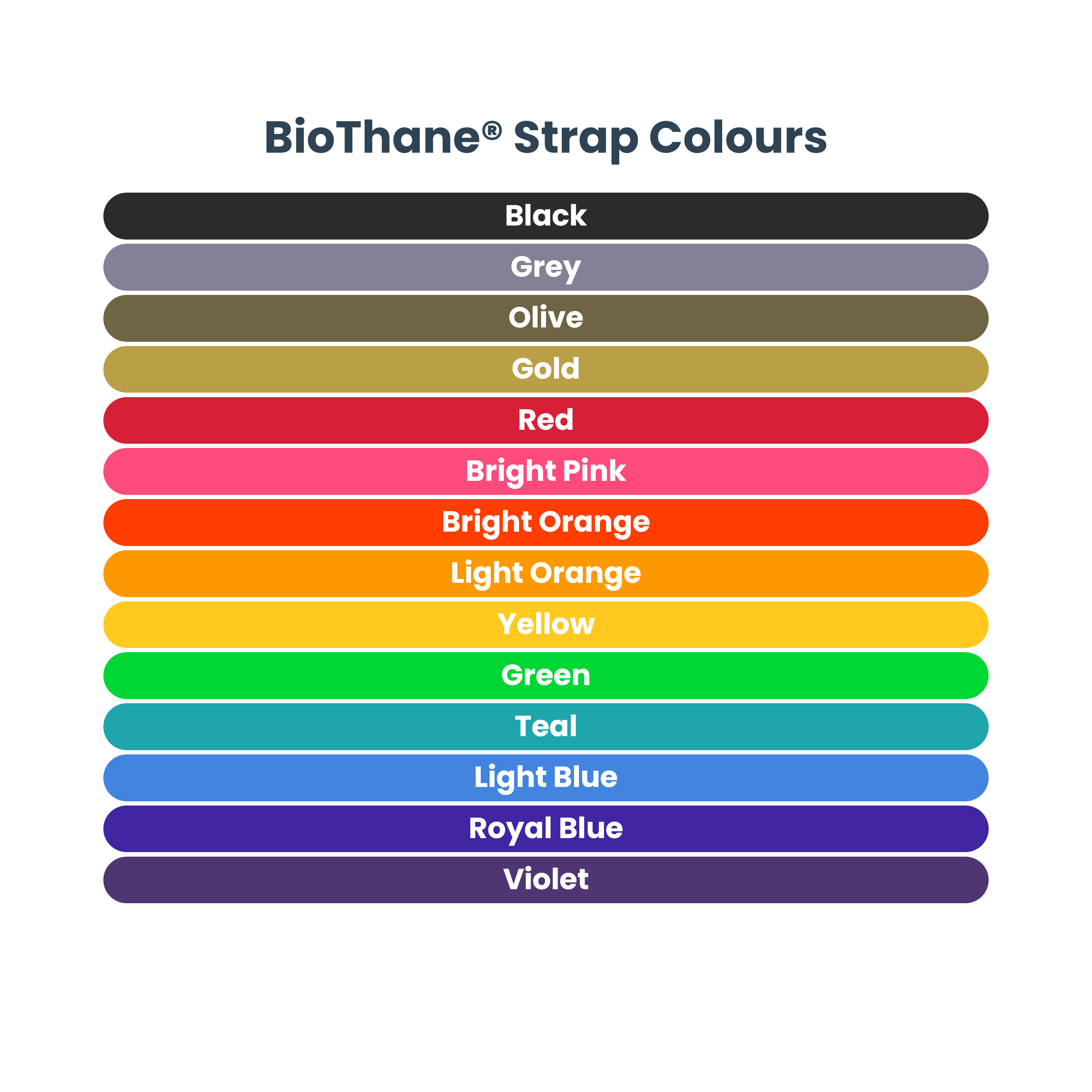 Biothane Colour Chart - 14 Colours