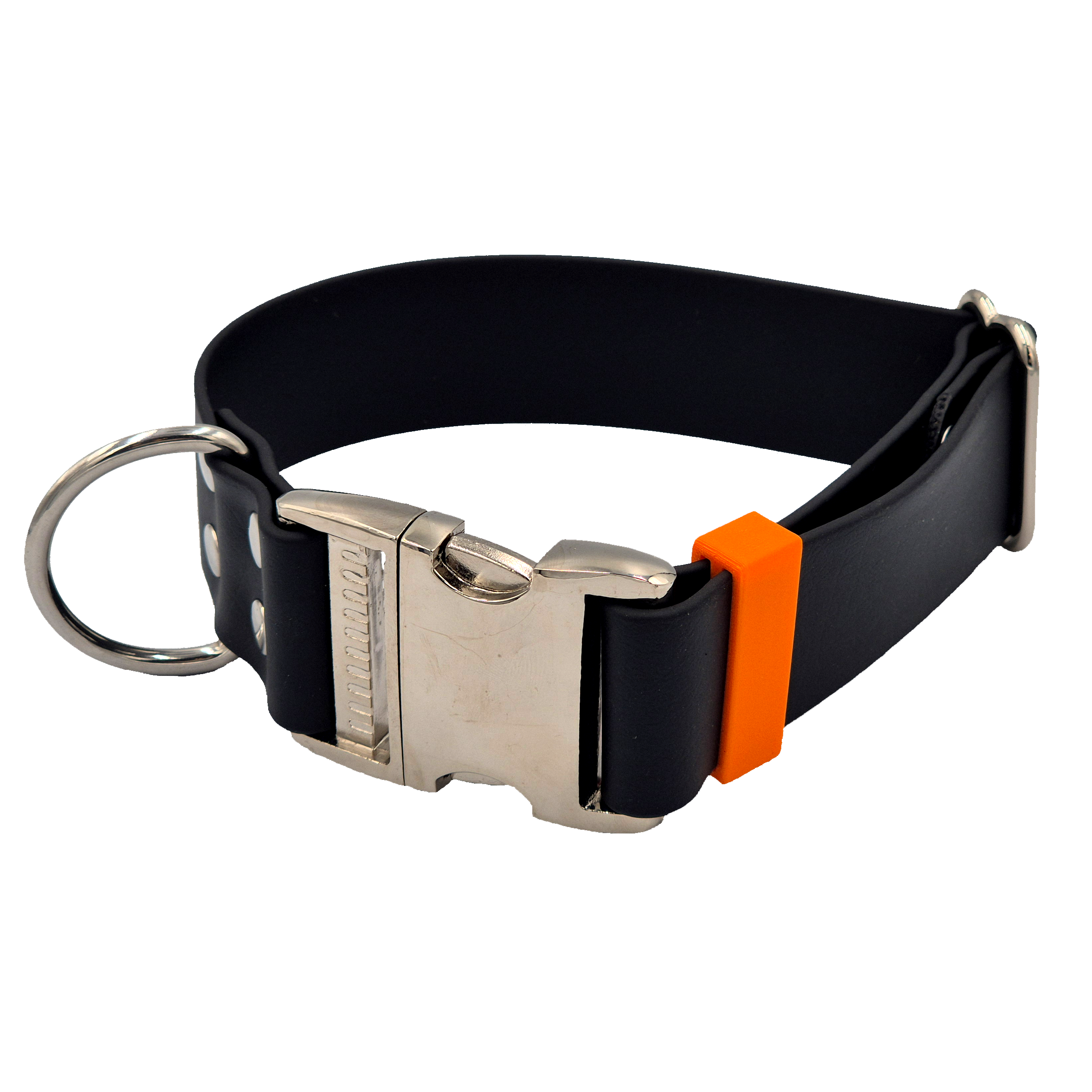Quick Release Dog Collar - Extra Wide - Black and Silver