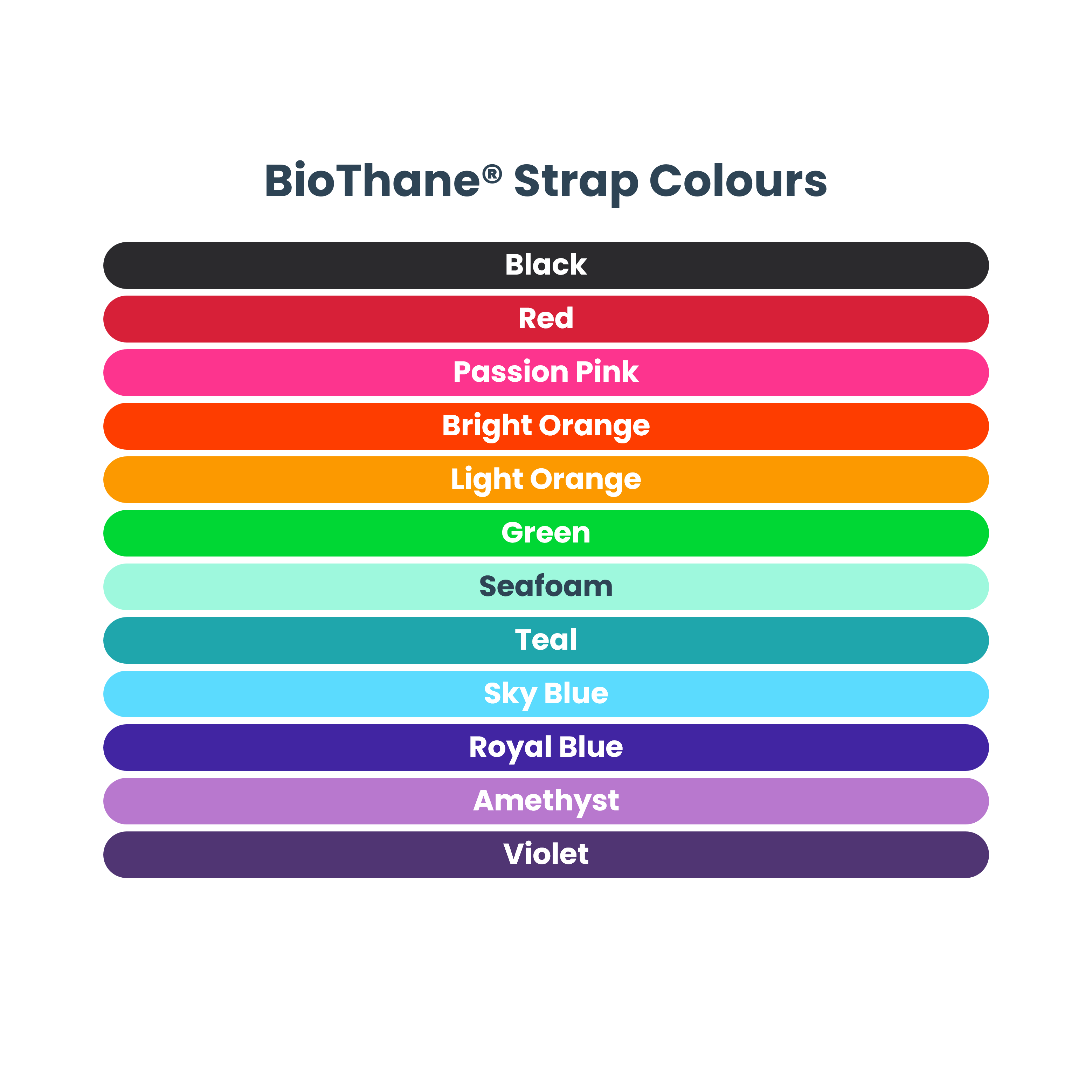 Biothane Colour Chart - Cats - 12 Colours