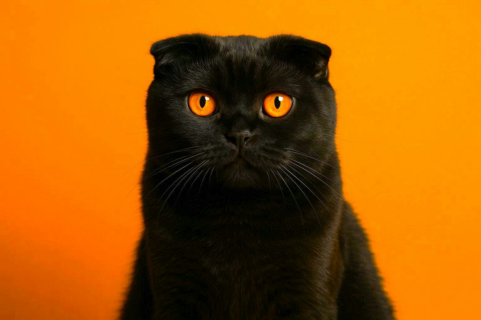 Black Cornish Fold Cat - Black Friday Sale