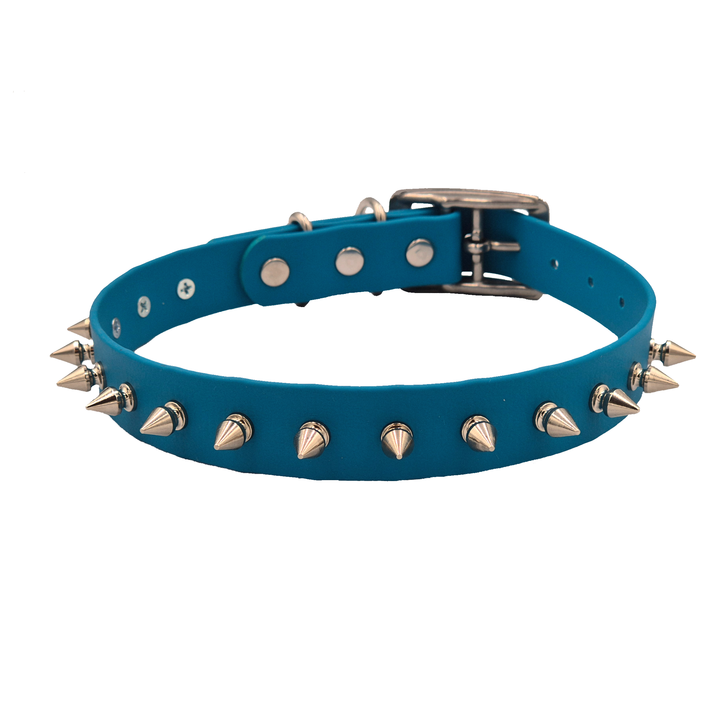Fierce Dog Collar - Lagune Blue and Silver