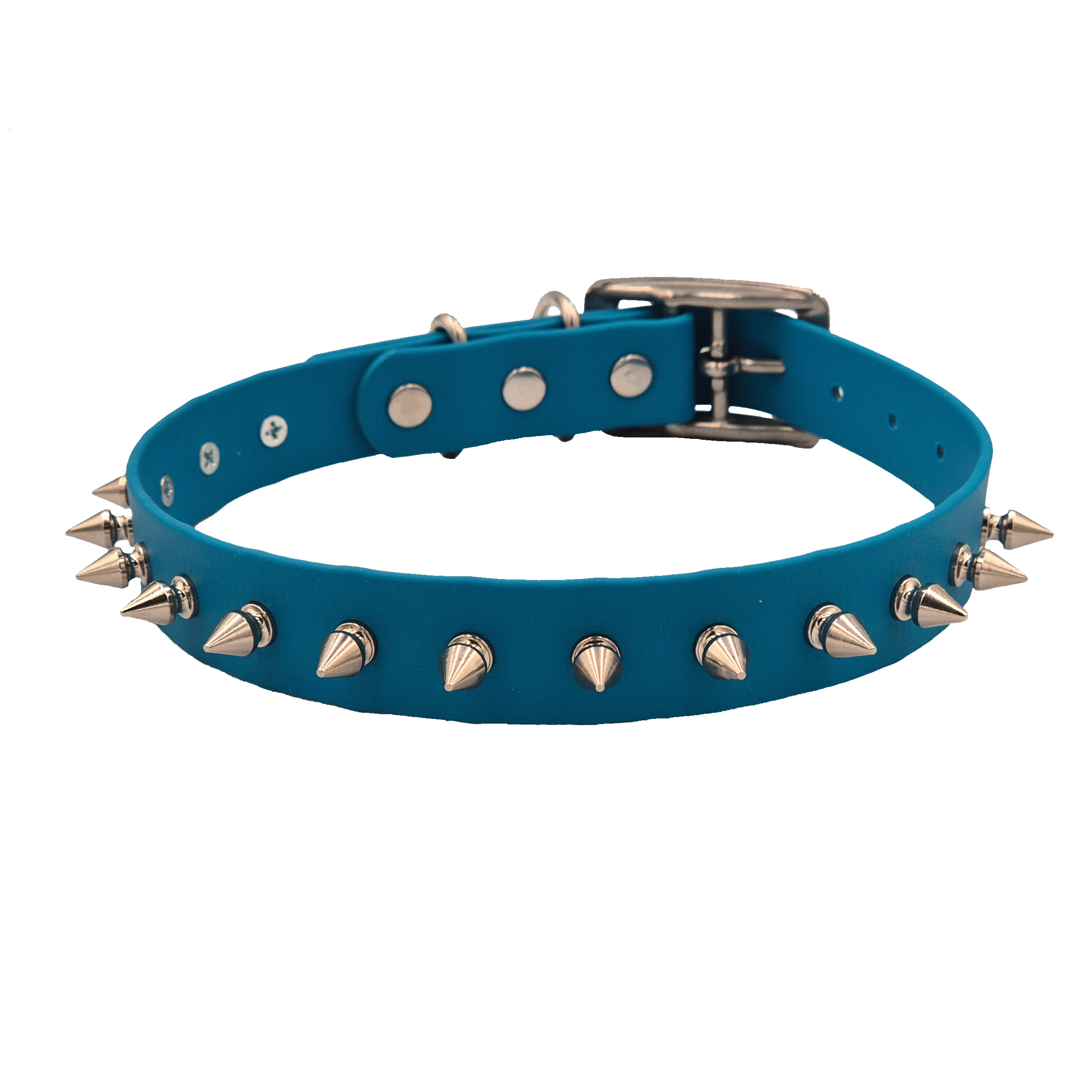 Fierce Dog Collar - Lagune Blue and Silver