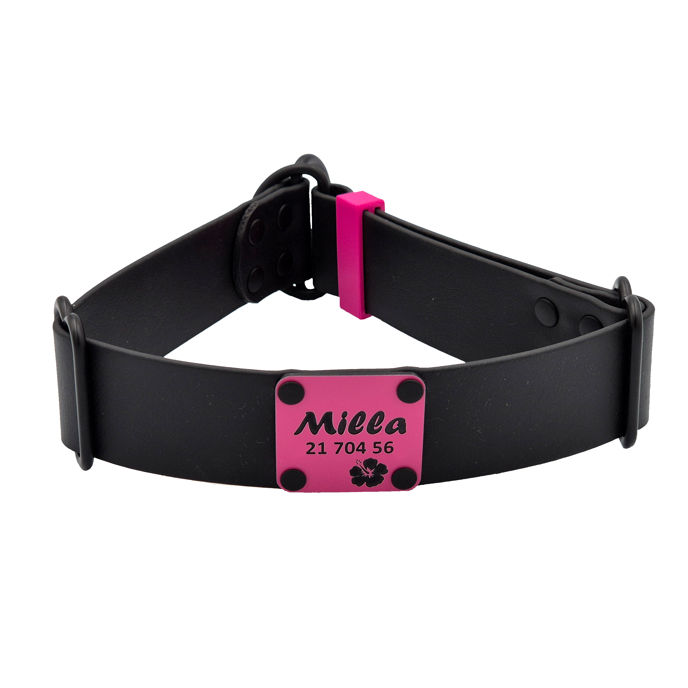 Limited Slip Dog Collar - 38mm Wide - Black with Black Brass