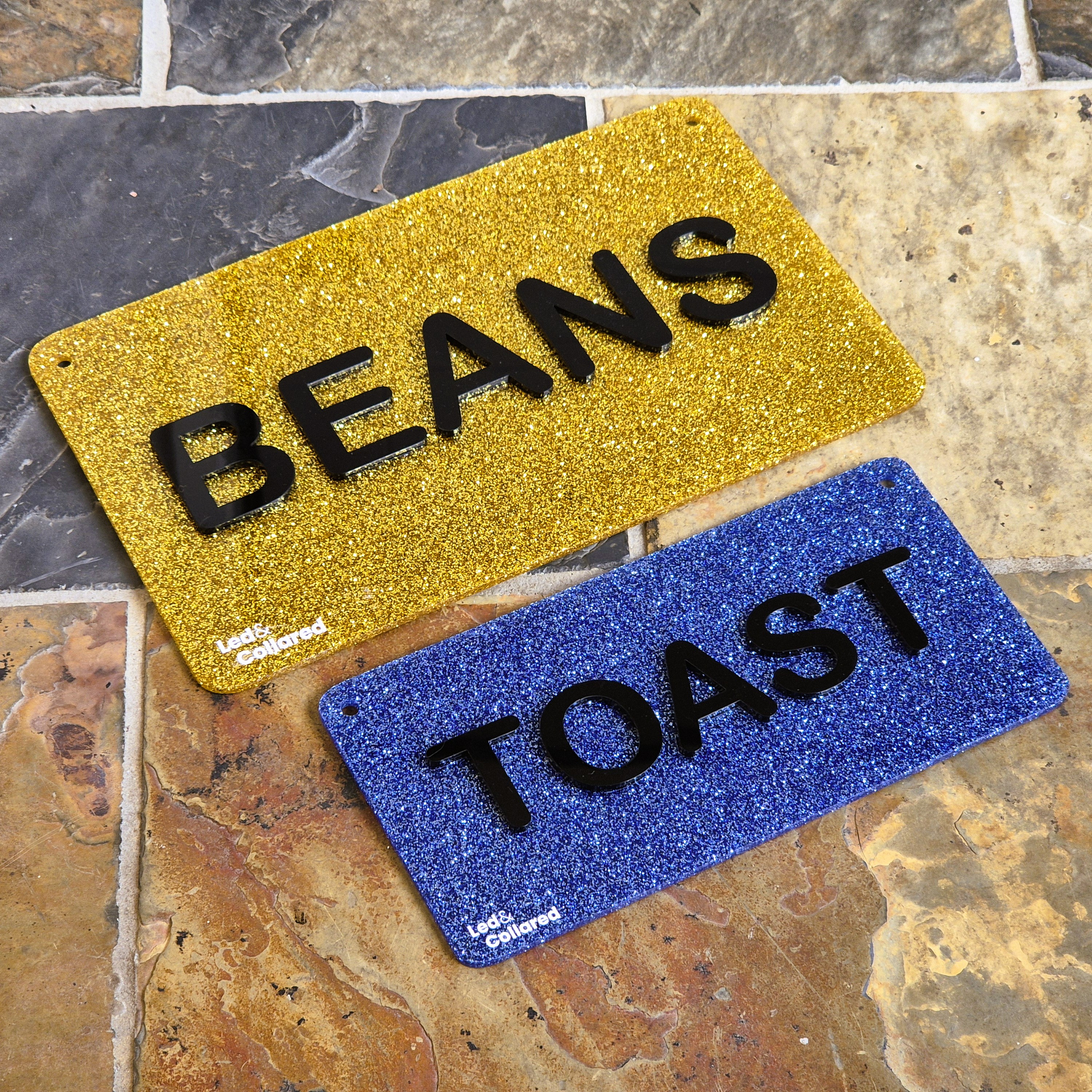 Name Sign - Gold Glitter and Blue Glitter