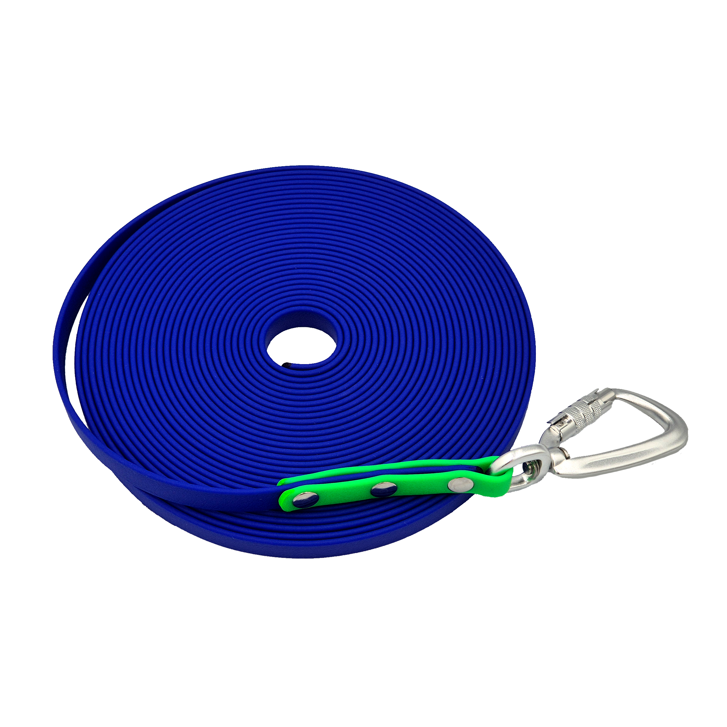Long Line Dog Lead - Royal Blue and Silver Aluminium