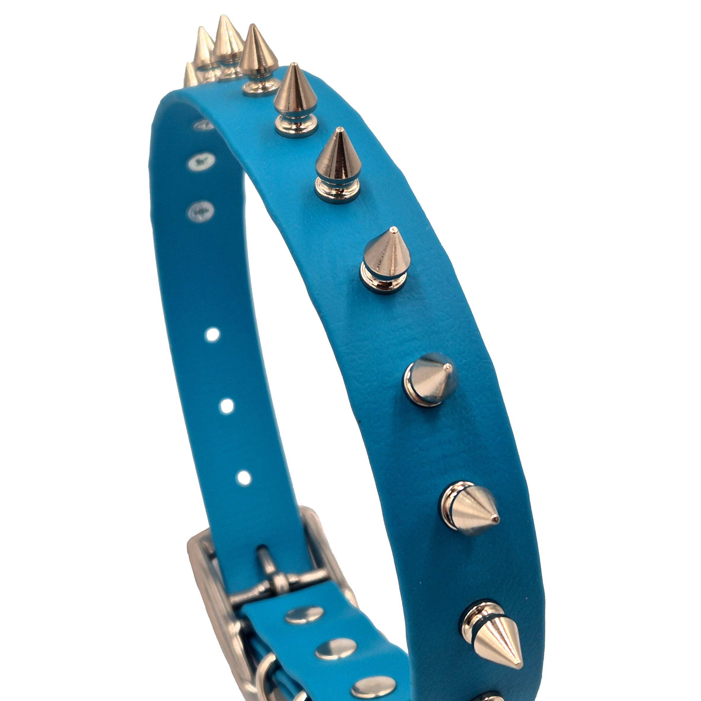 Fierce Dog Collar - Lagune Blue and Silver - Side