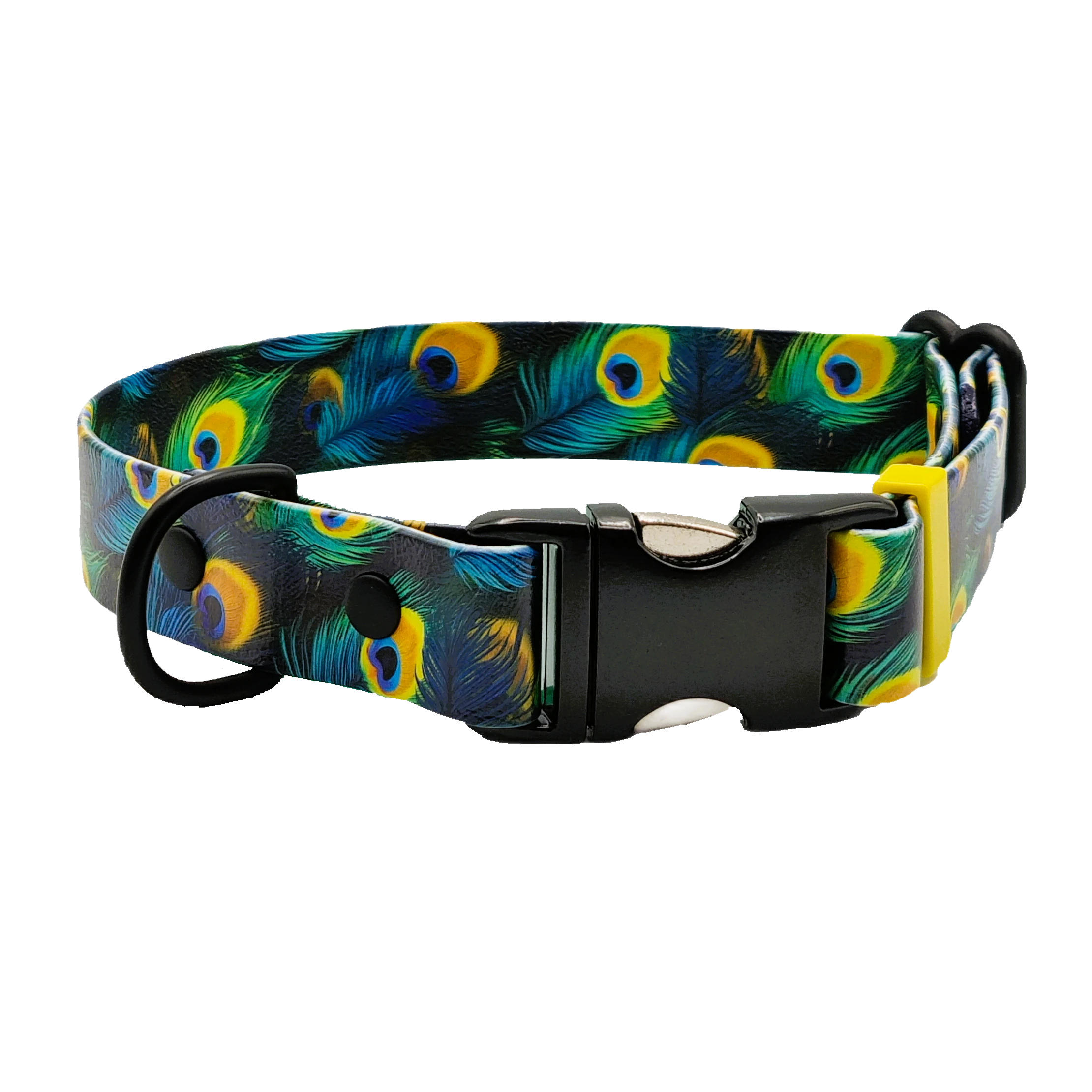 Designer Quick Release Dog Collar - Peacock Feathers
