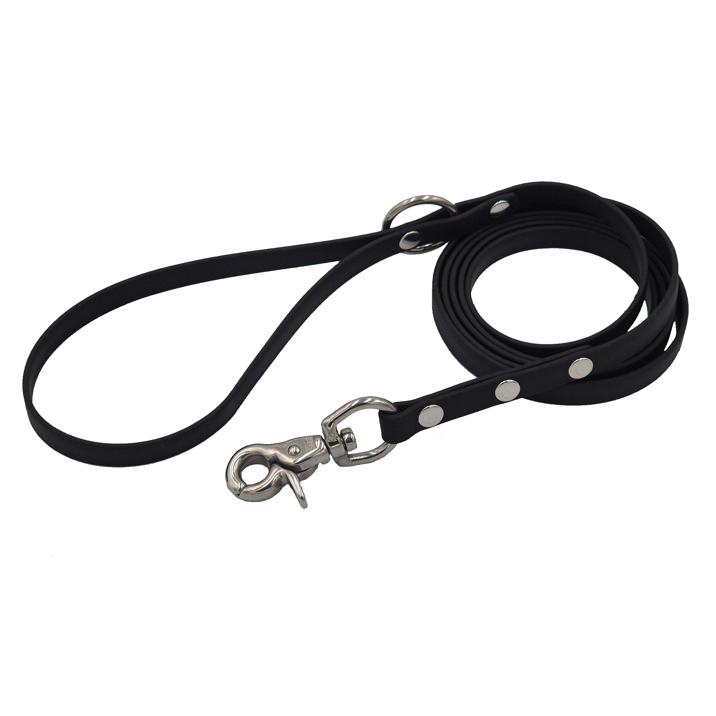 Streamlined Cat and Small Dog Lead - Black and Stainless Steel
