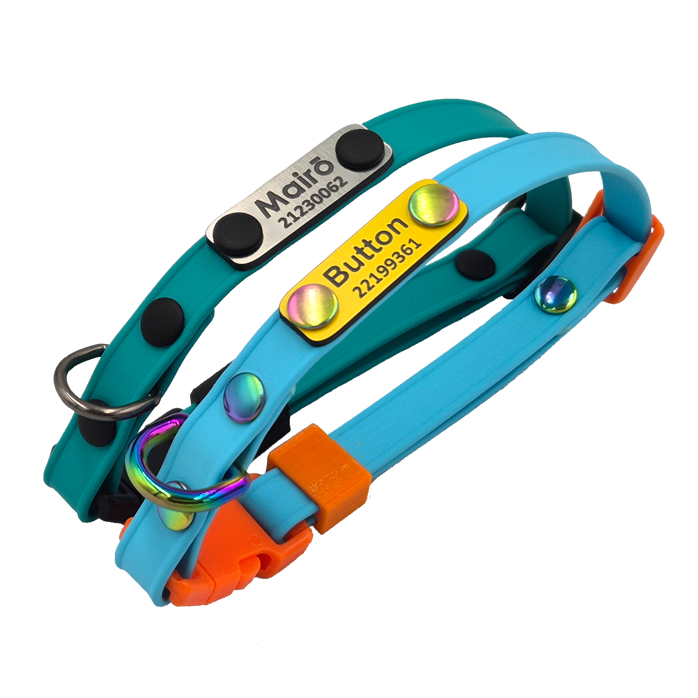 Scrag Tag Cat Collars - Teal and Sky Blue