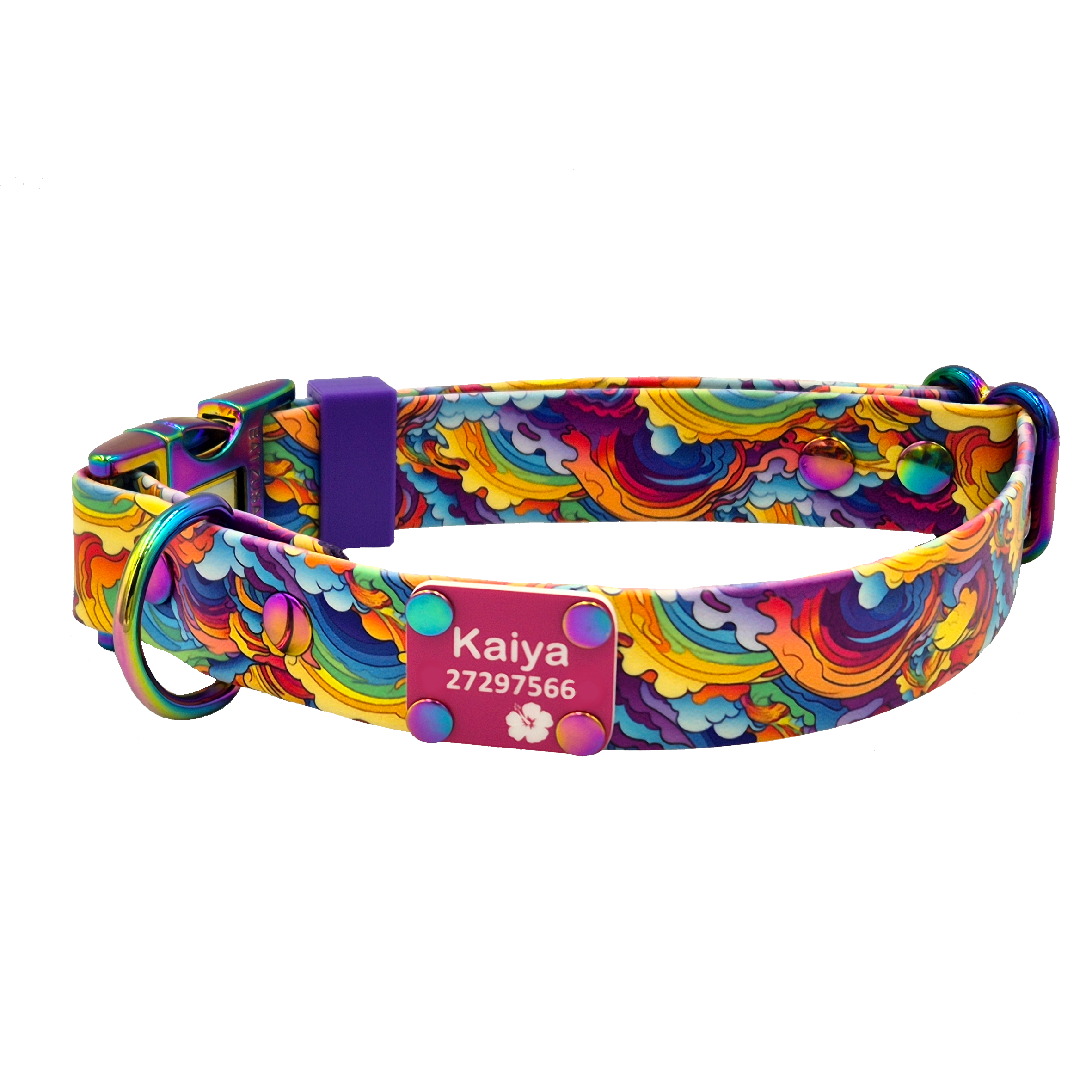 Designer Quick Release Collar - Rainbow Forest and Neo - Personalised