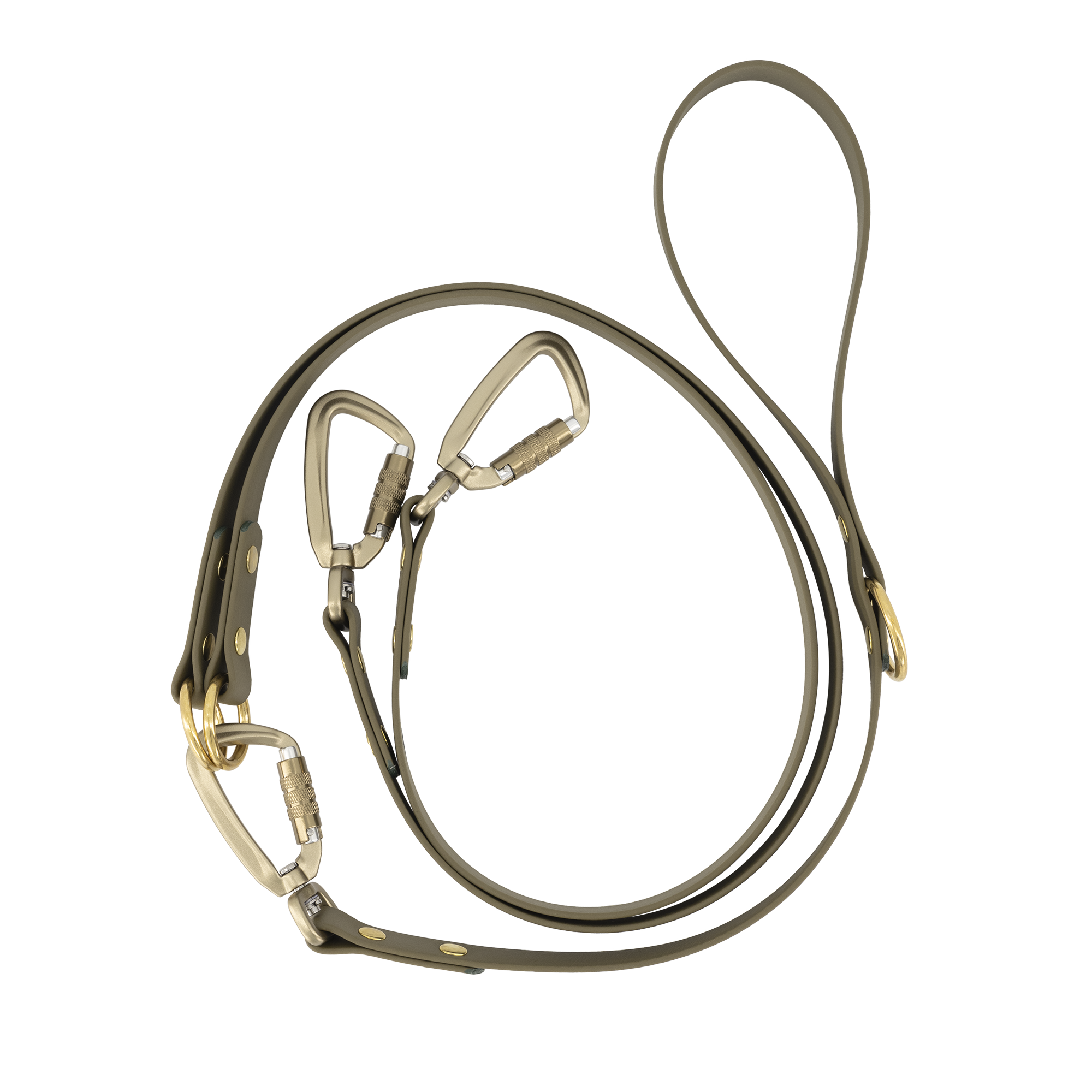 Double Dog Lead - Olive and Gold
