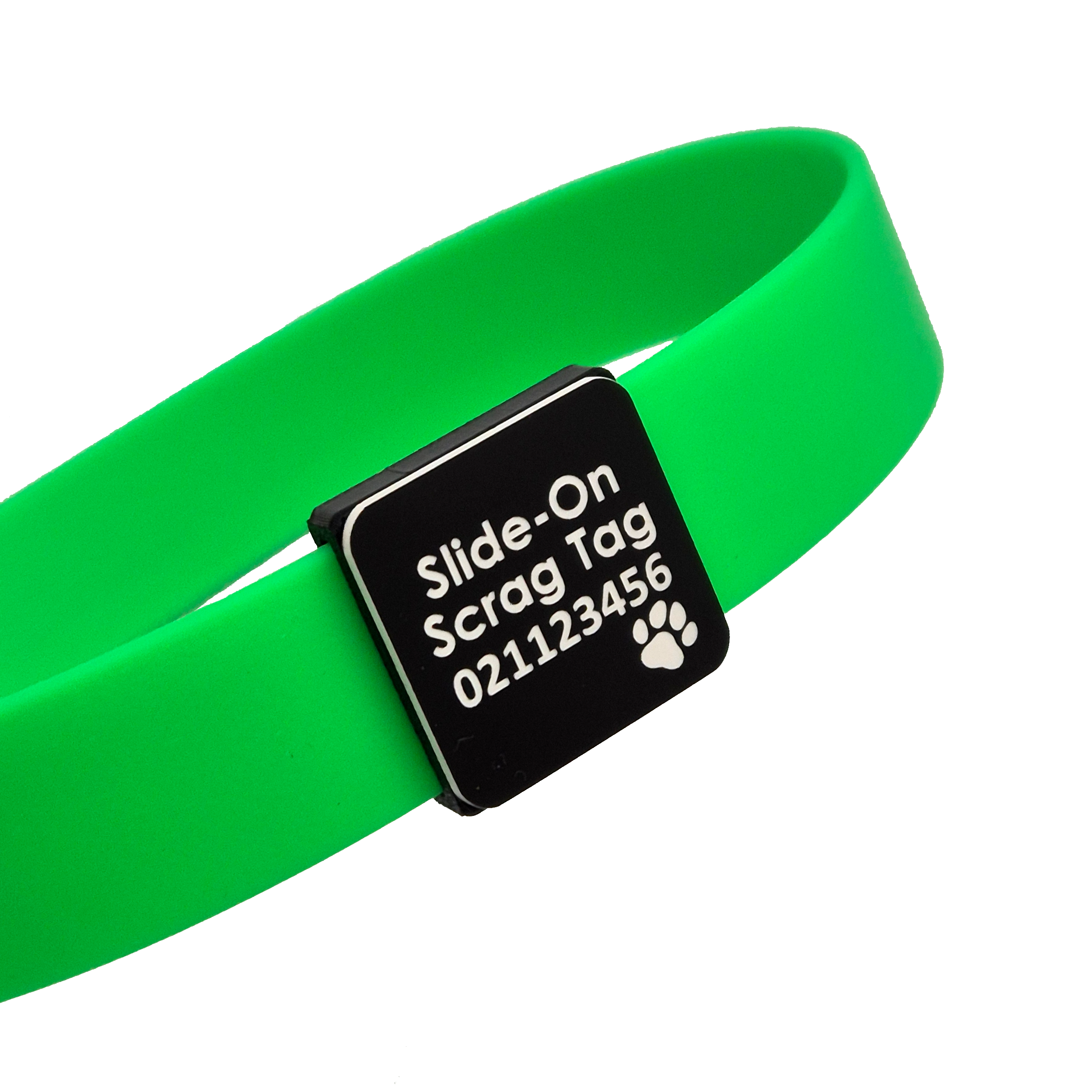 Slide on Scrag Tag - Black and White on Green