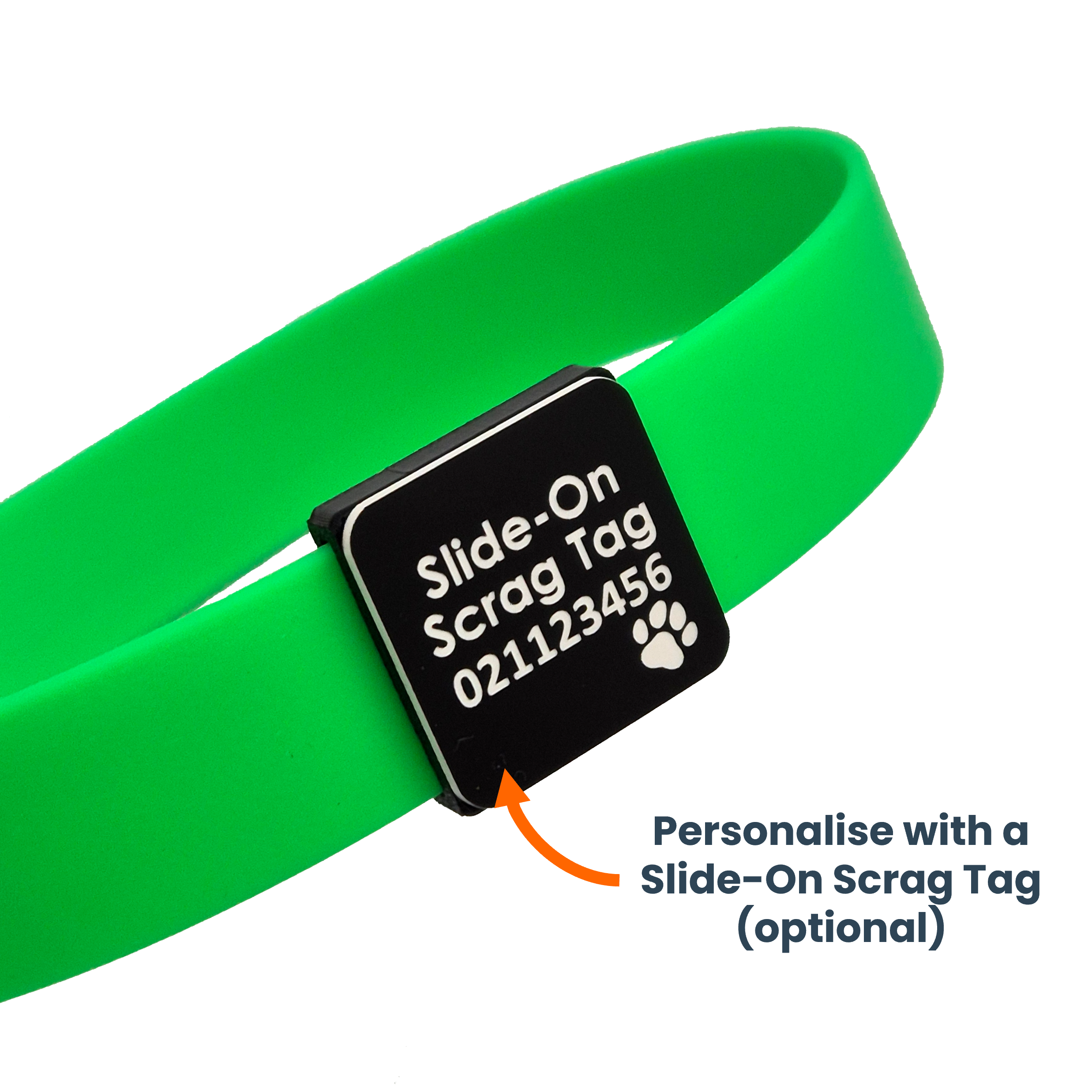 Slide on Scrag Tag - Black and White on Green
