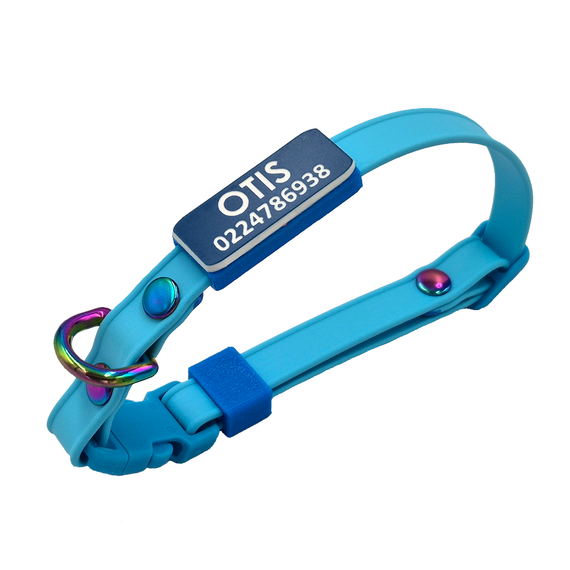 Slide-On Scrag Tag Cat Collar - Sky Blue with Blue Scrag