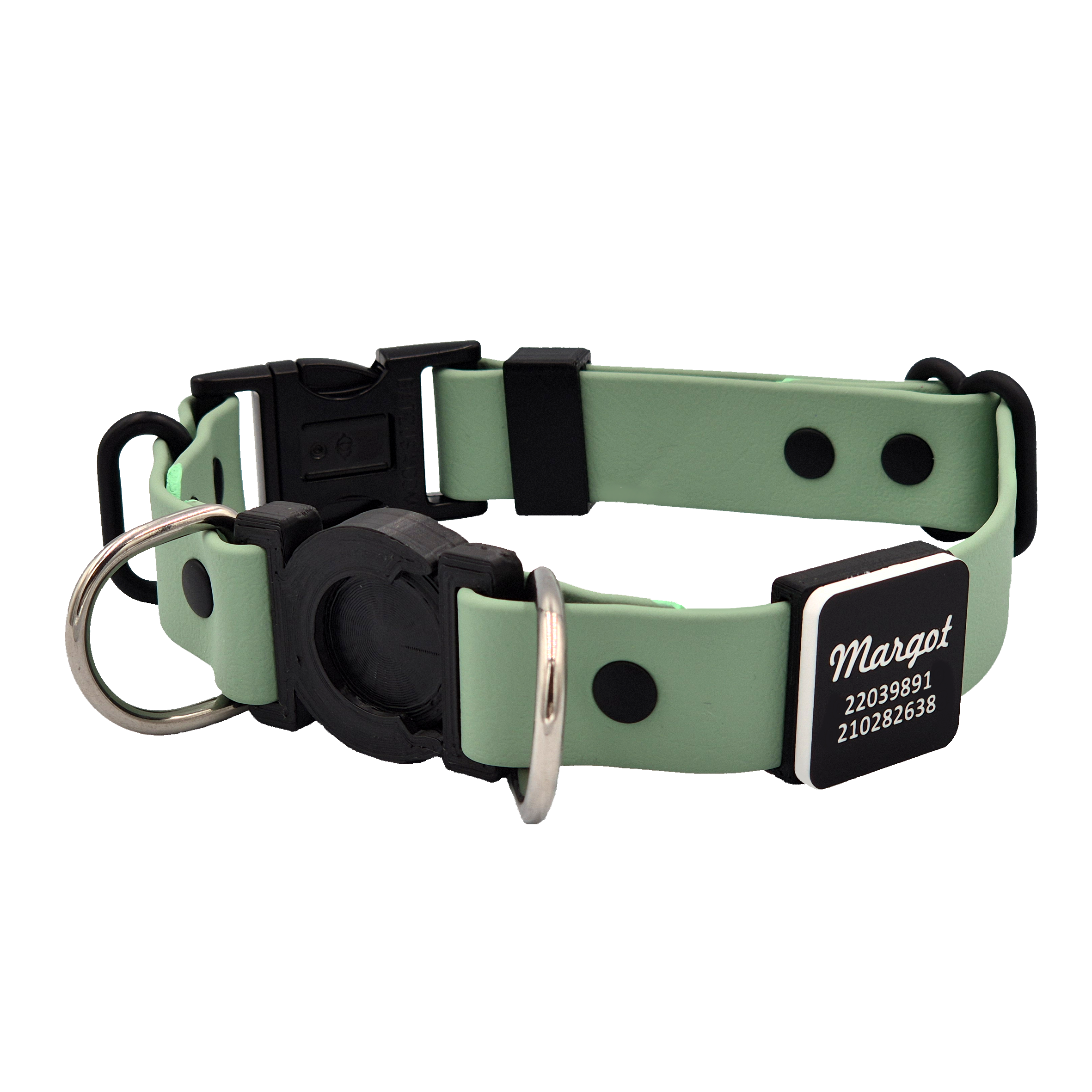 Safety Breakaway Dog Collar - Sage and Black - Slide-On Scrag Tag
