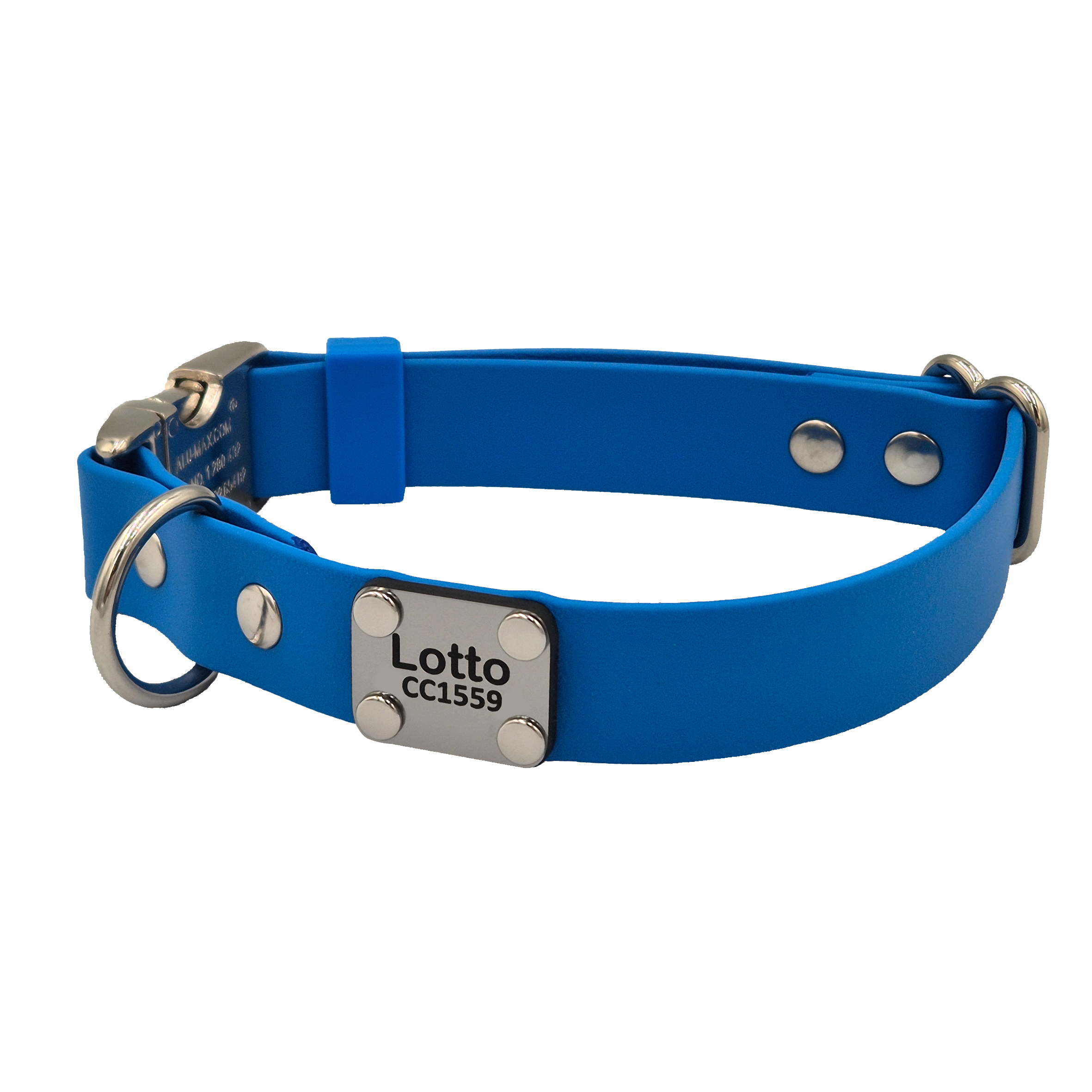 Quick Release Dog Collar - Light Blue and Silver - Silver Scrag Tag