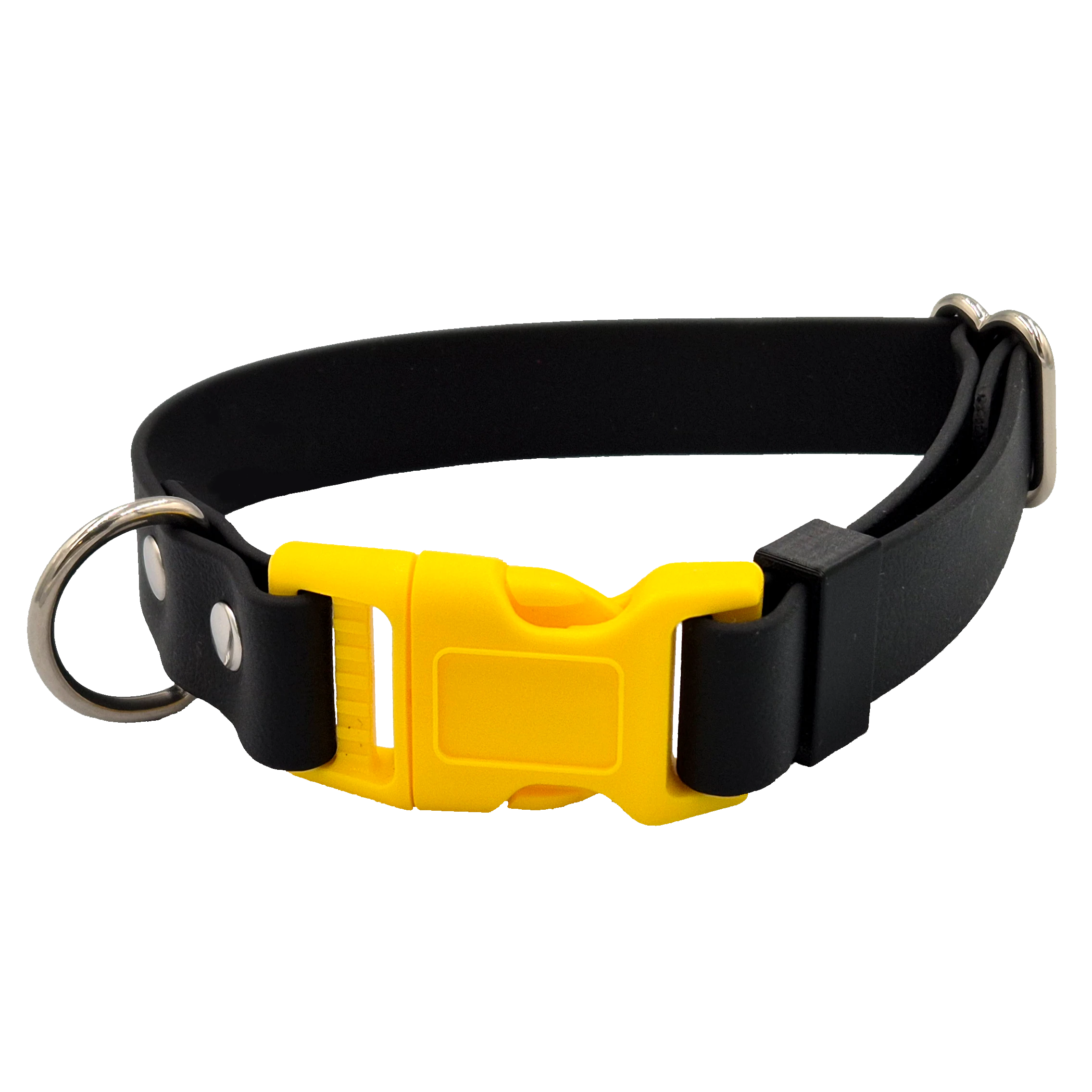 Quick Release Dog Collar - Black with Plastic Yellow Hardware
