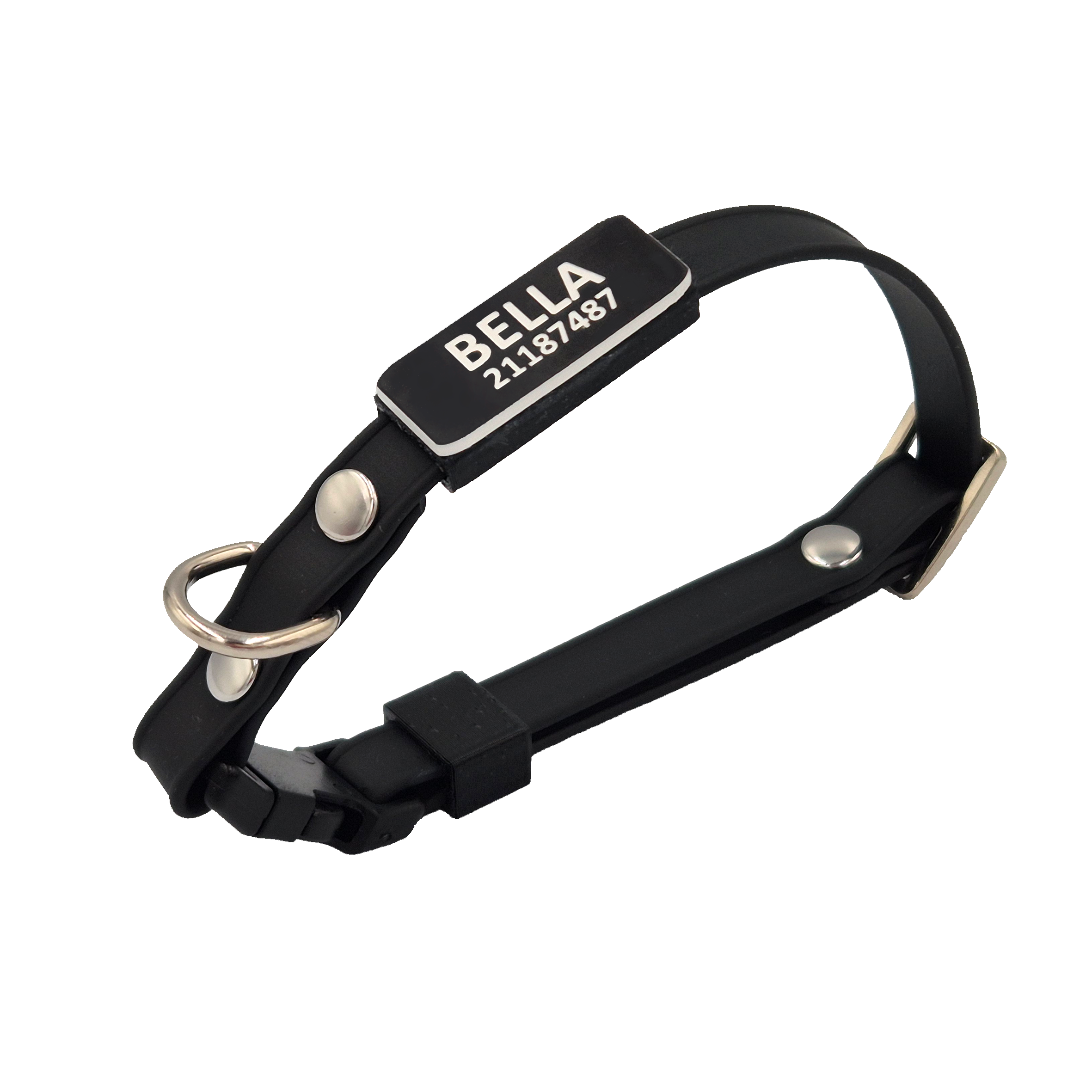 Slide-On Scrag Tag Cat Collar - Black with Black Scrag
