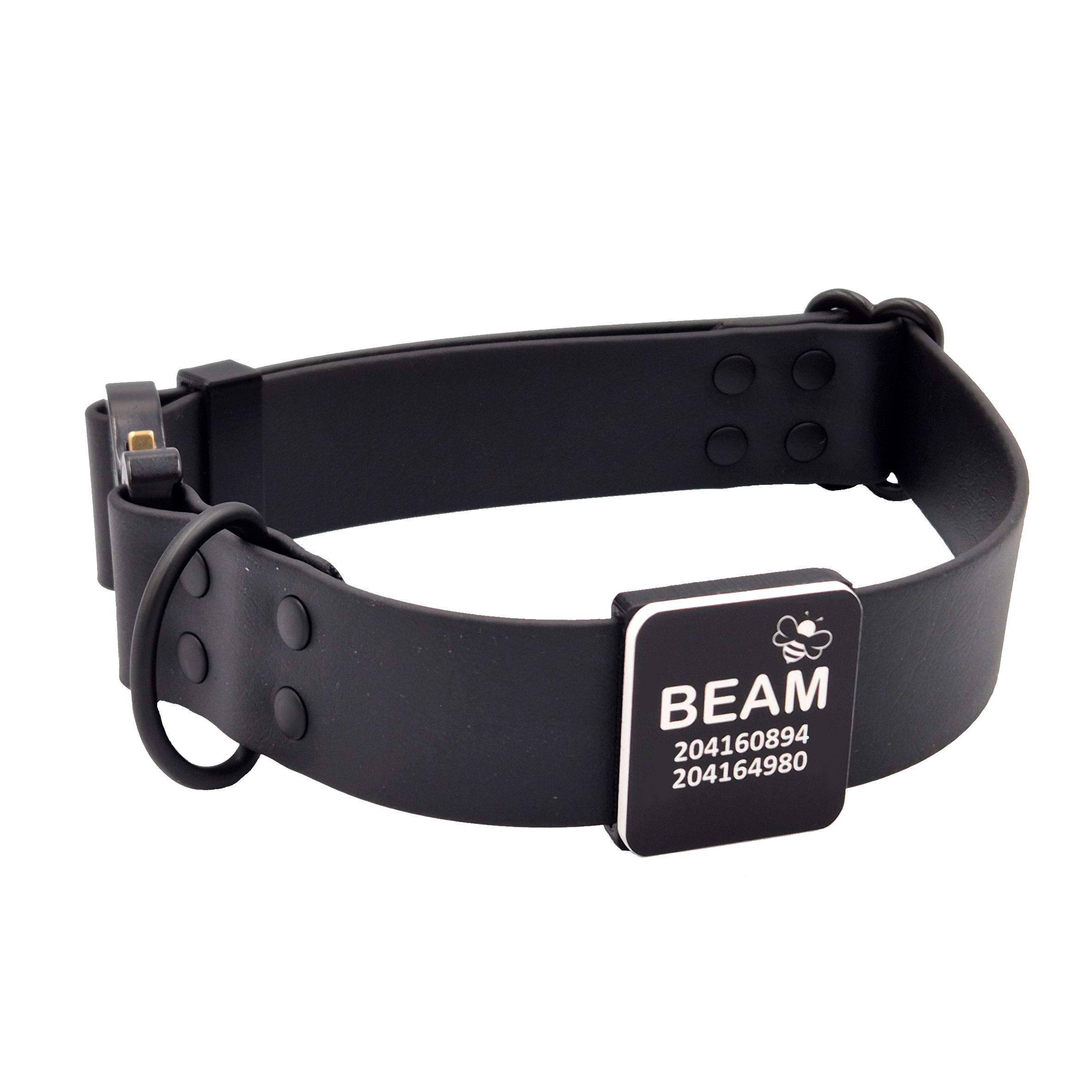 Cobra Dog Collar - Black Extra Wide - Black HW - Slide-On Scrag Tag