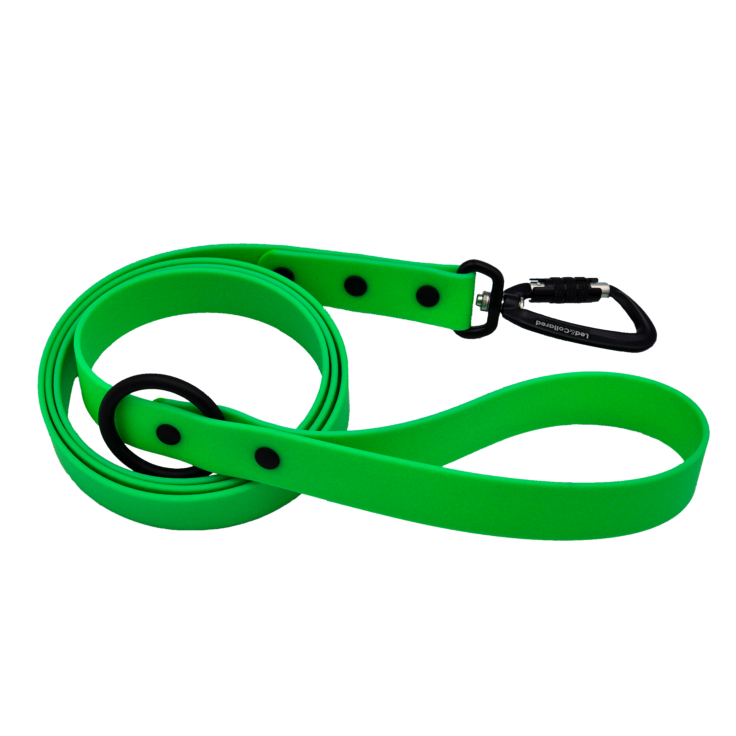 Carabiner Dog Lead - Green Wide - Black Hardware