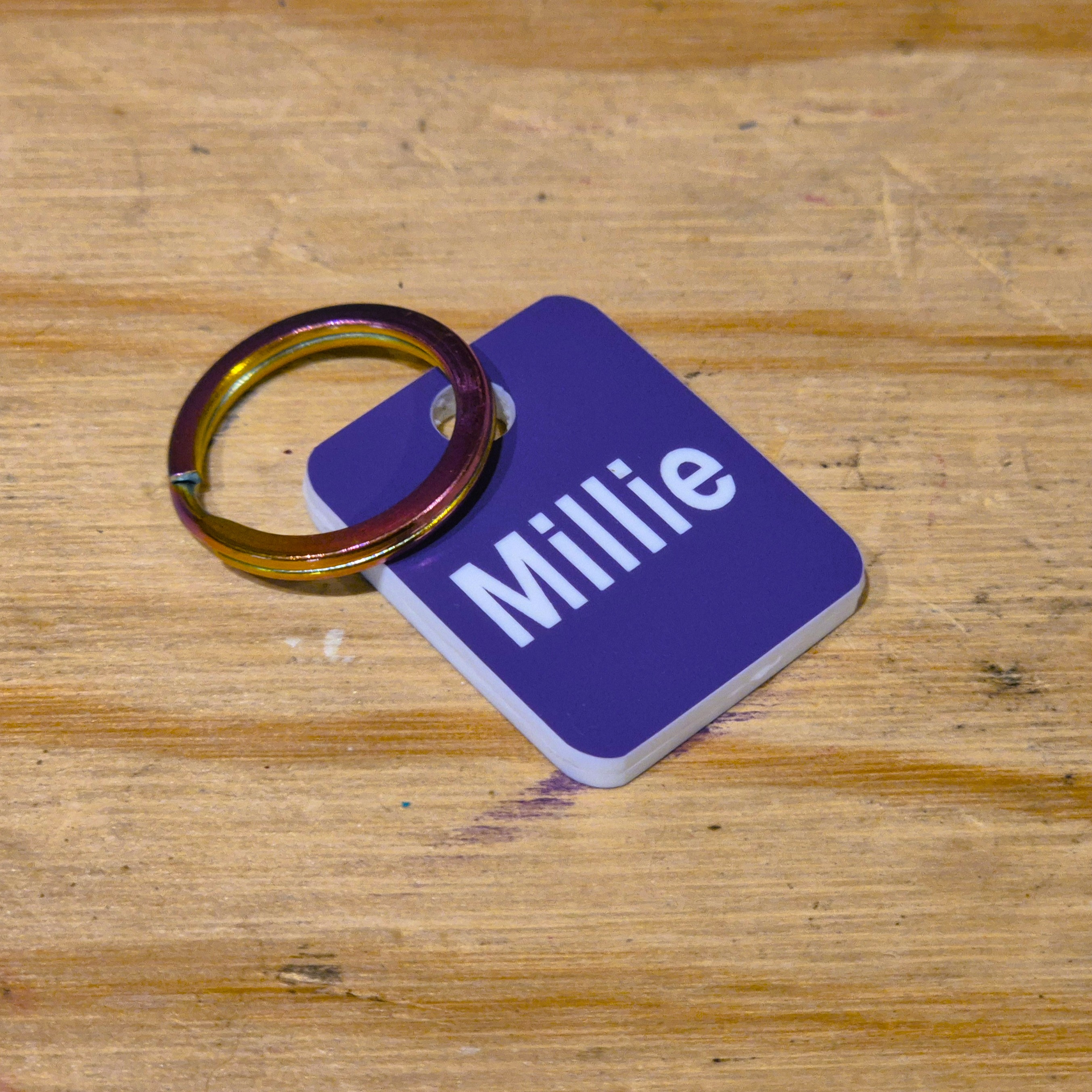 Acrylic Tag - Trolase Violet and White - Square