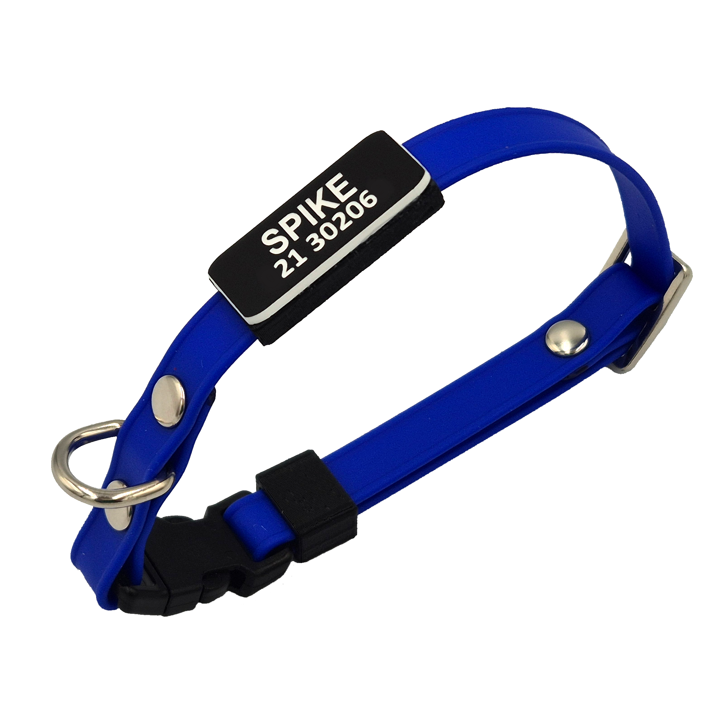 Slide-On Scrag Tag Cat Collar - Royal Blue with Black Scrag