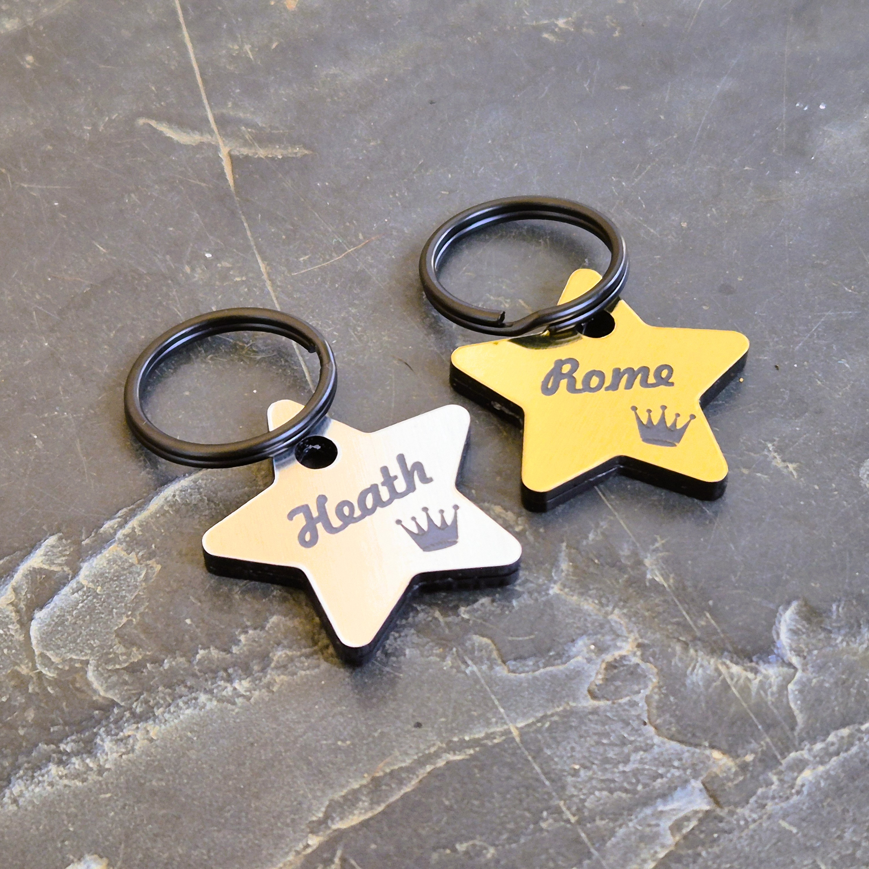 Acrylic Tag - Trolase - Gold and Silver Stars