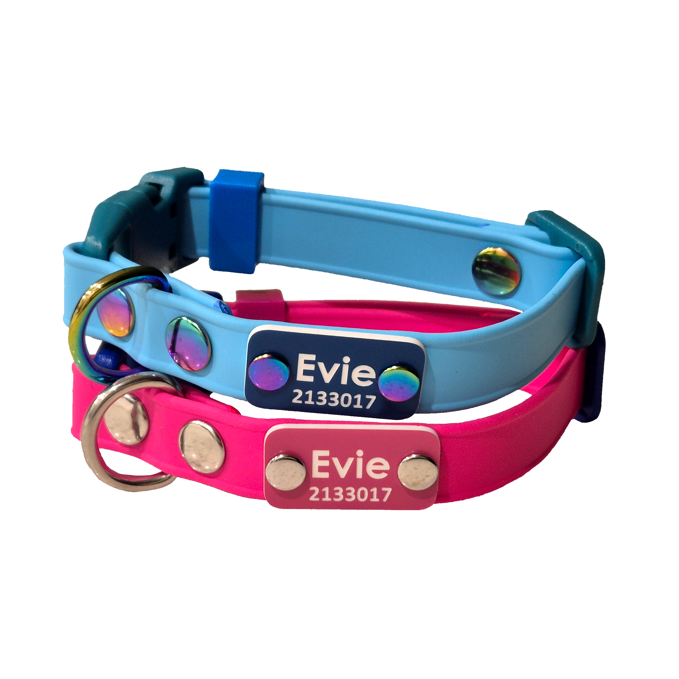 Mini Quick Release Dog Collar - Mixed - Sky Blue and Passion Pink