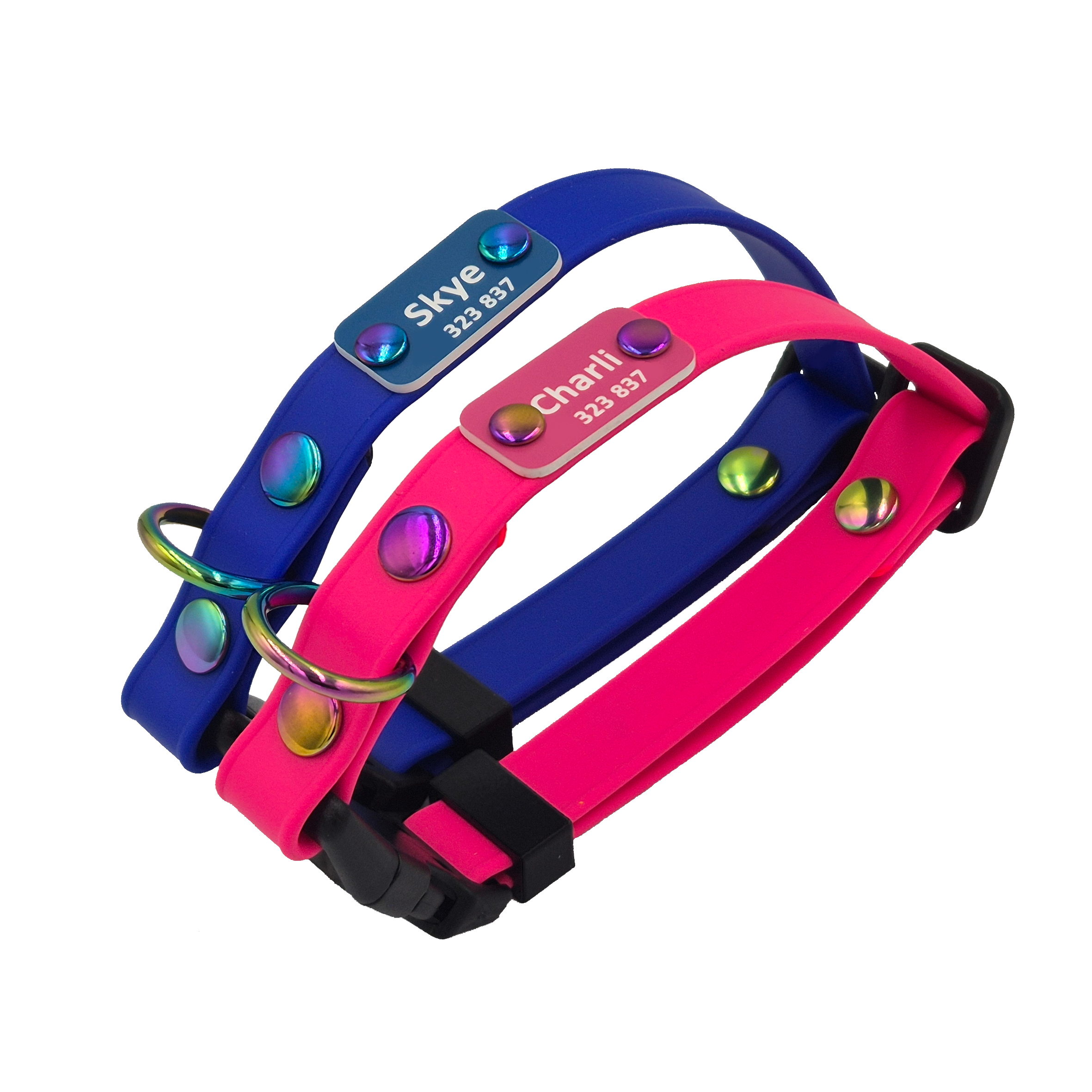 Mini Quick Release Dog Collar - Mixed - Royal Blue and Passion Pink