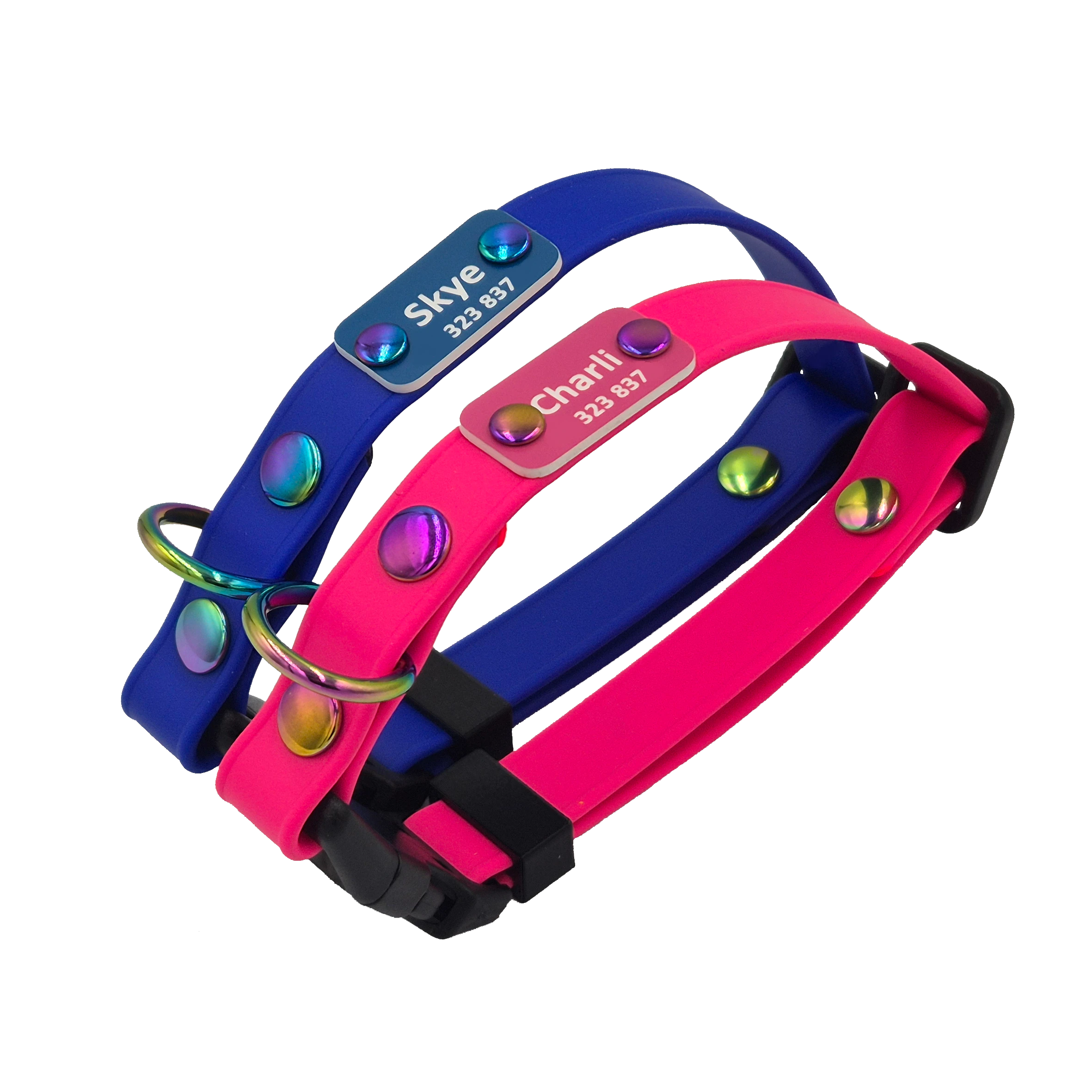 Mini Quick Release Dog Collar - Mixed - Royal Blue and Passion Pink