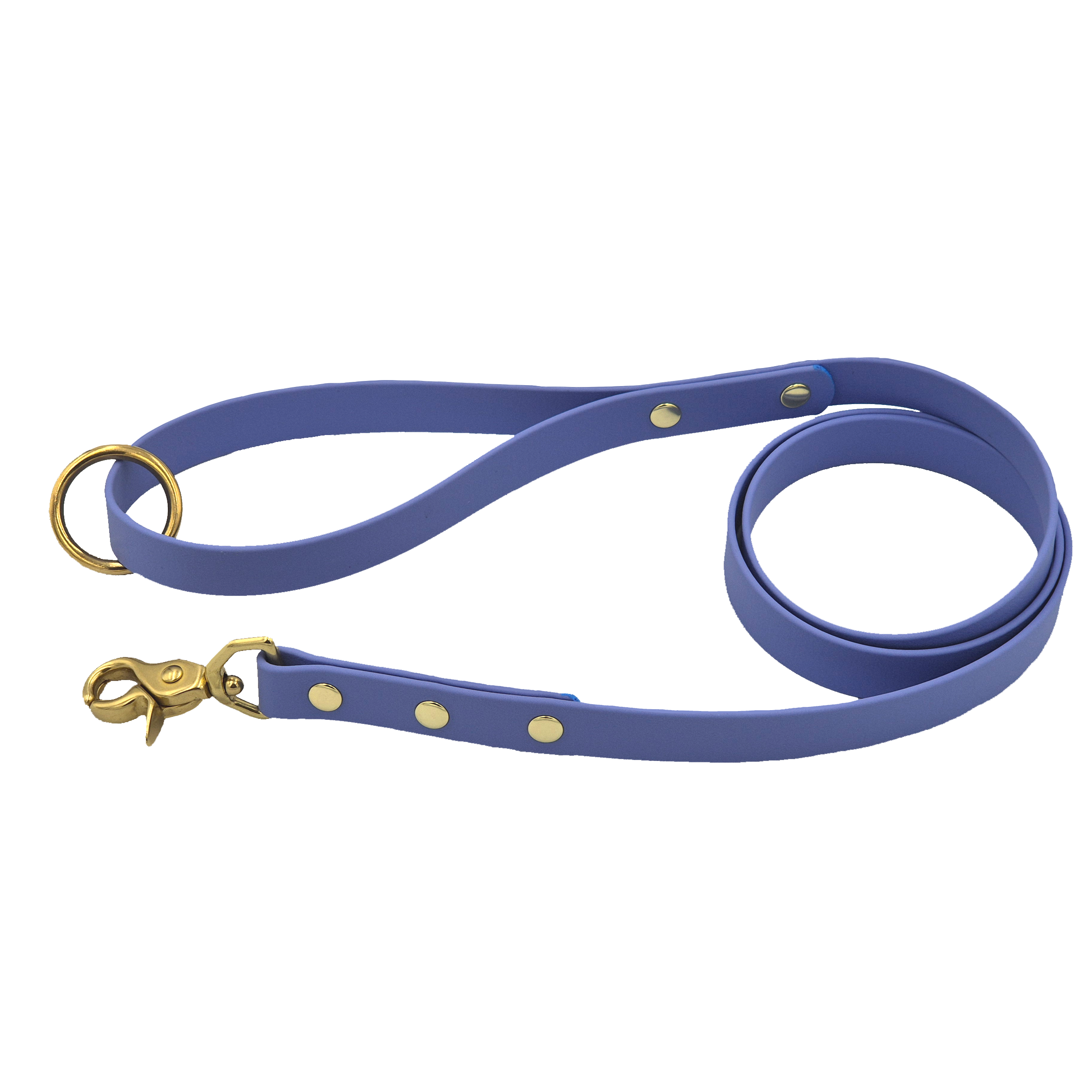Classic Dog Lead - Slim - Periwinkle and Brass - Floating O-ring