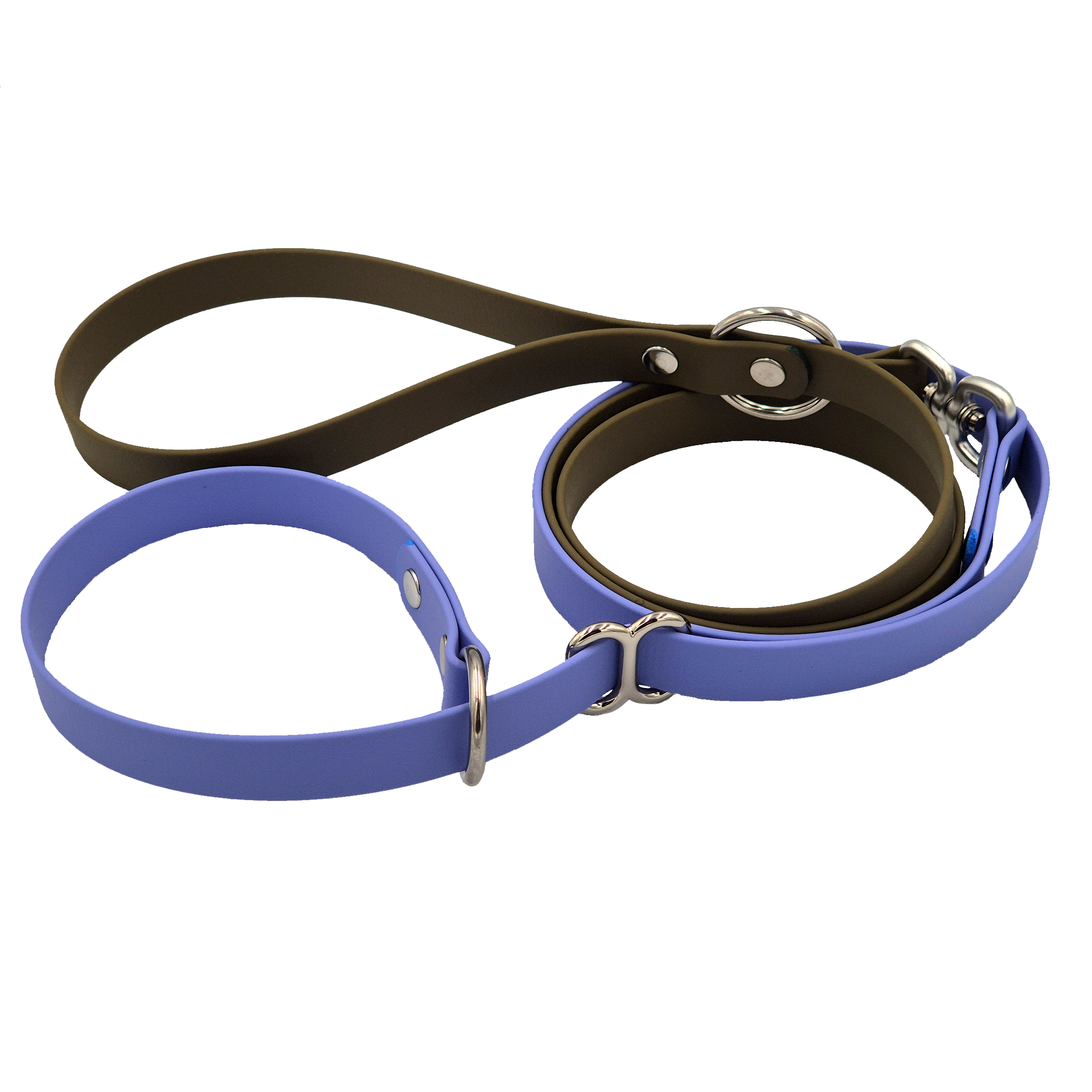 Slip Lead - Olive and Periwinkle - Silver and Stainless